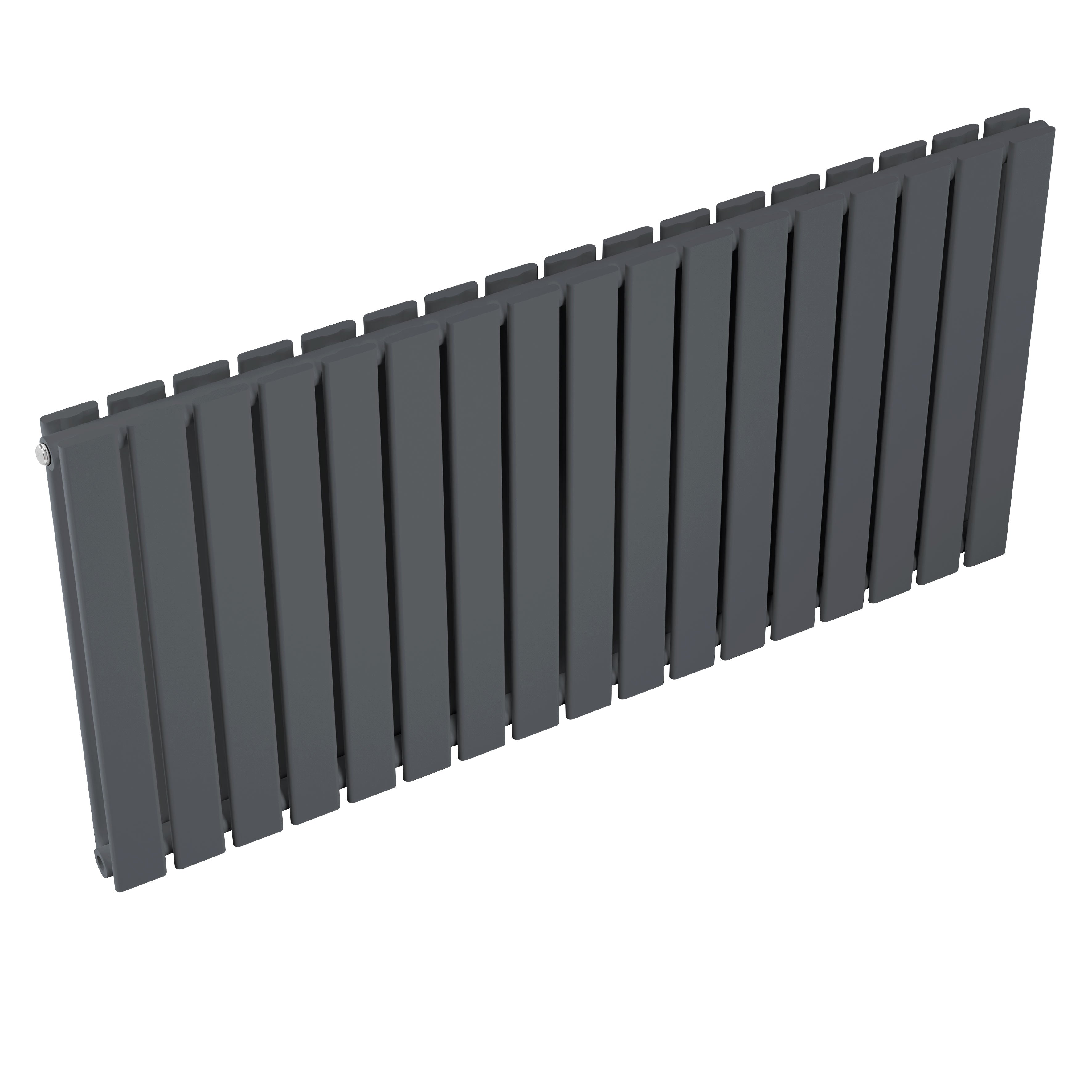 Horizontal Radiator Contemporary Double Flat Panel Design 600 x 1190mm, Anthracite - DH342
