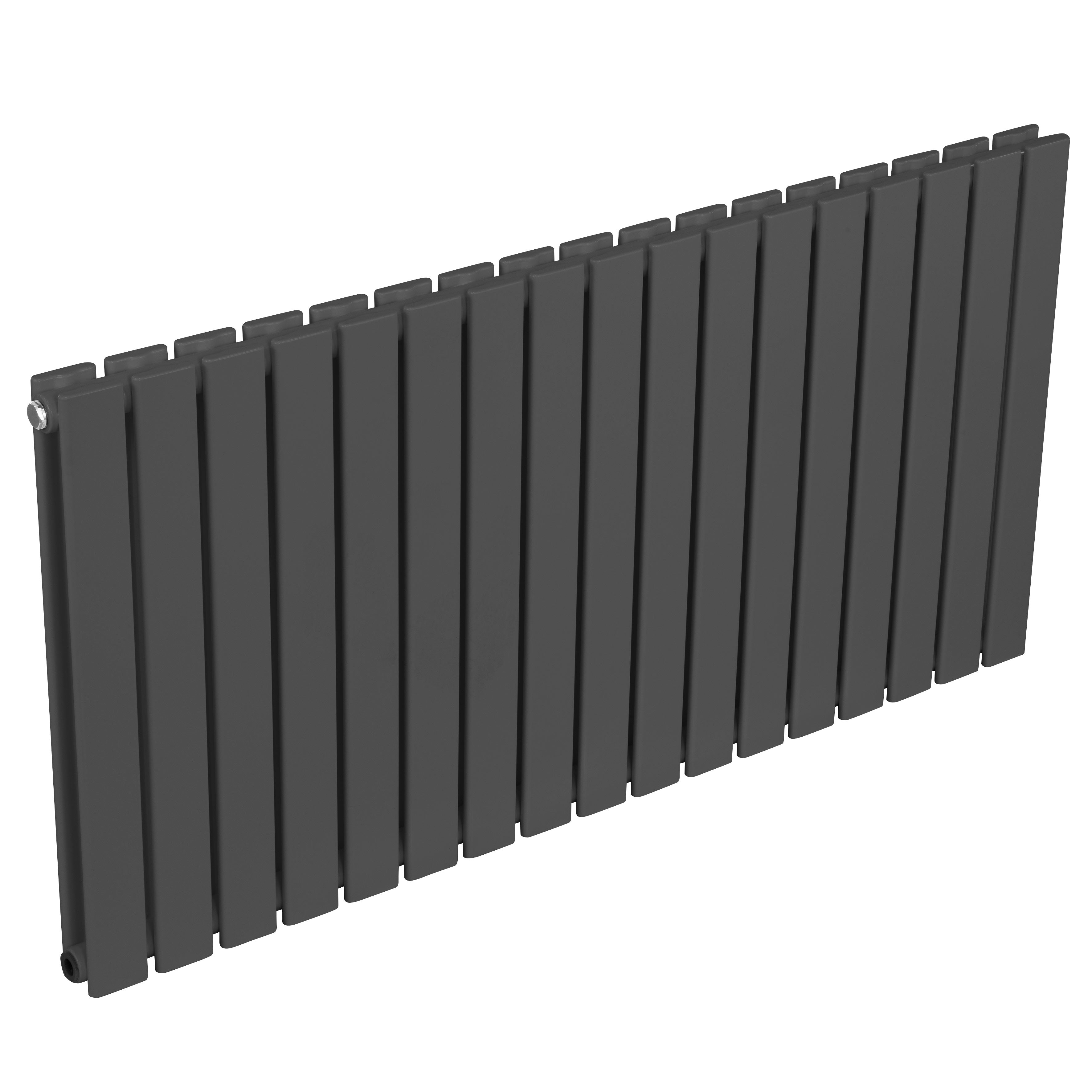 Baridi Horizontal Radiator Contemporary Double Flat Panel Design 600 x 1190mm, Anthracite - DH342