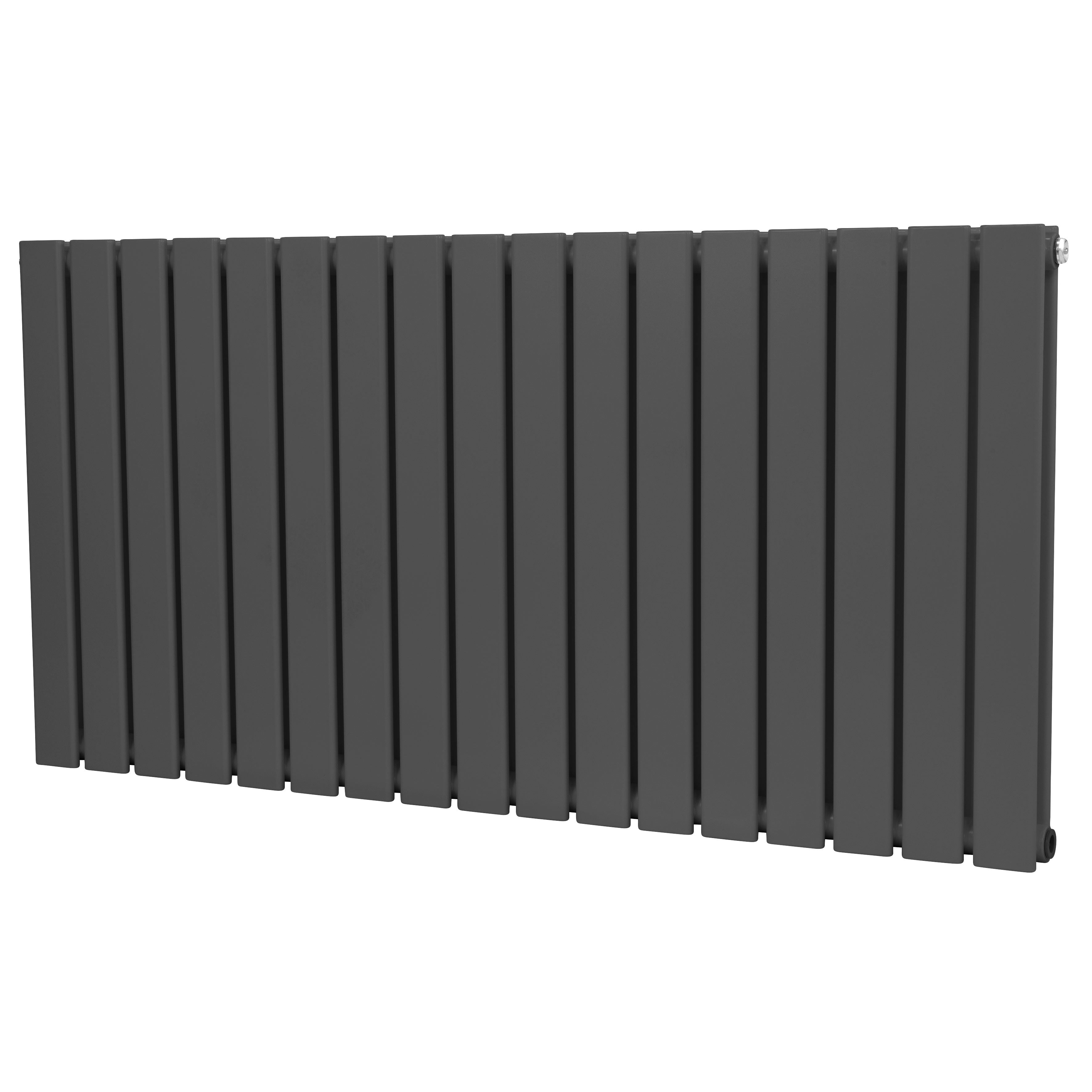 Baridi Horizontal Radiator Contemporary Double Flat Panel Design 600 x 1190mm, Anthracite - DH342