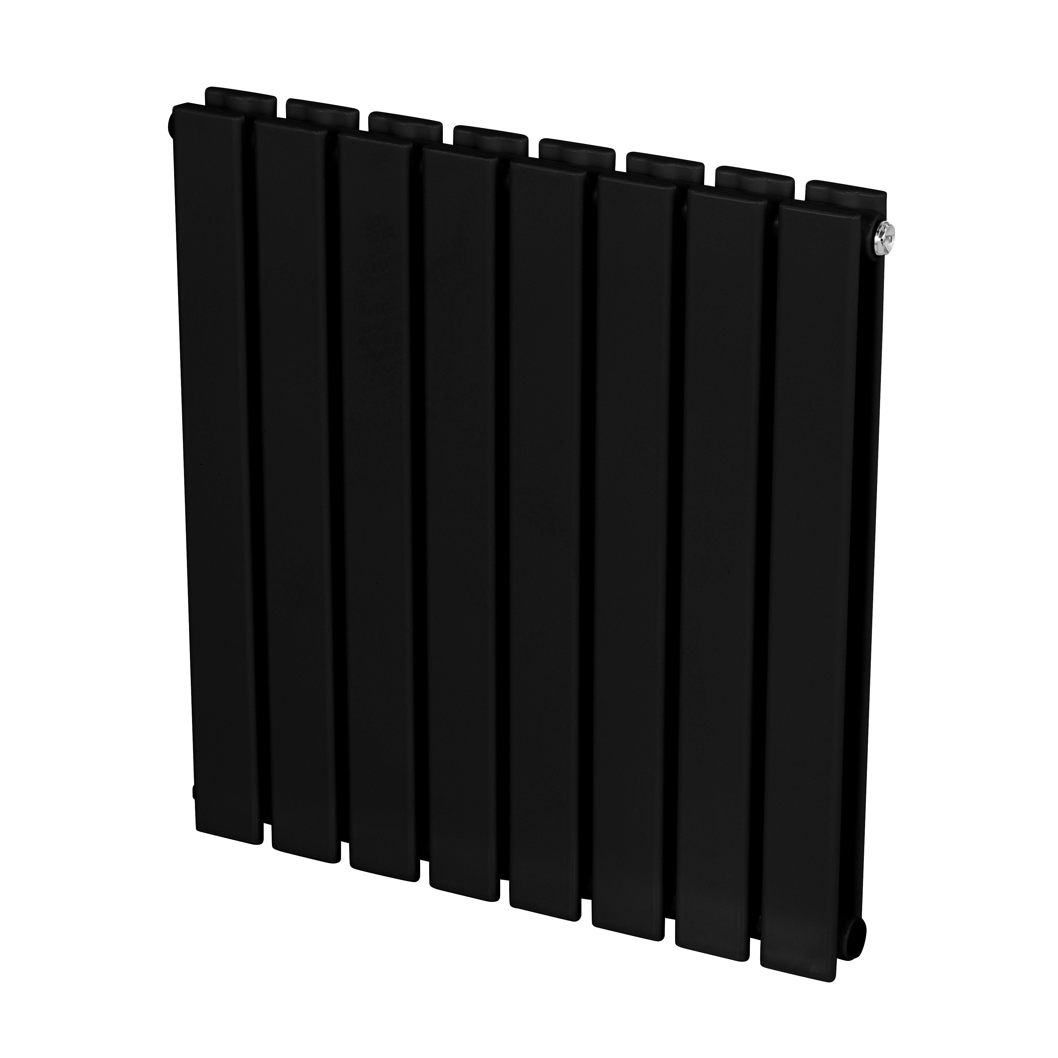 Baridi Horizontal Radiator Contemporary Double Flat Panel Design 600 x 560mm, Black - DH344
