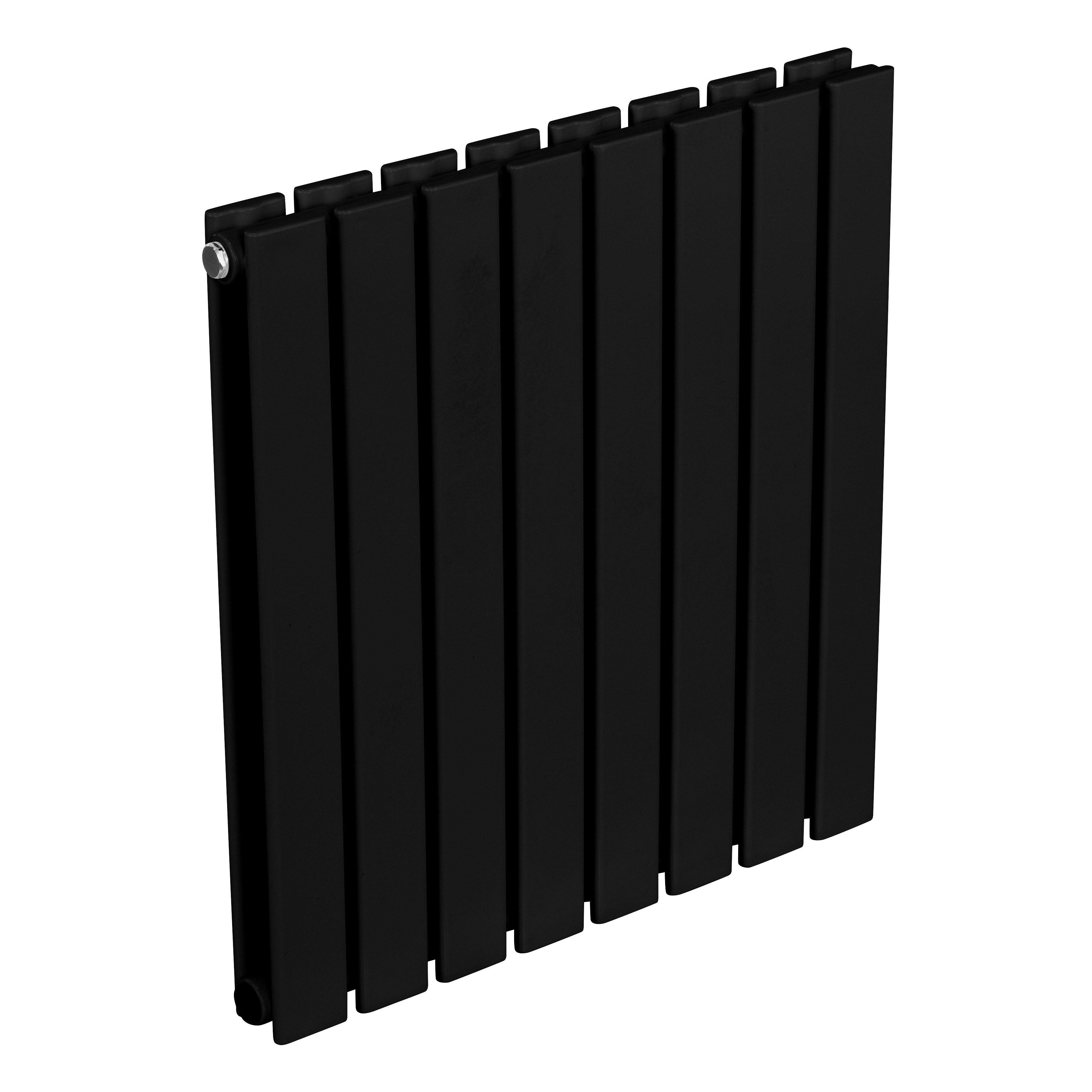 Baridi Horizontal Radiator Contemporary Double Flat Panel Design 600 x 560mm, Black - DH344