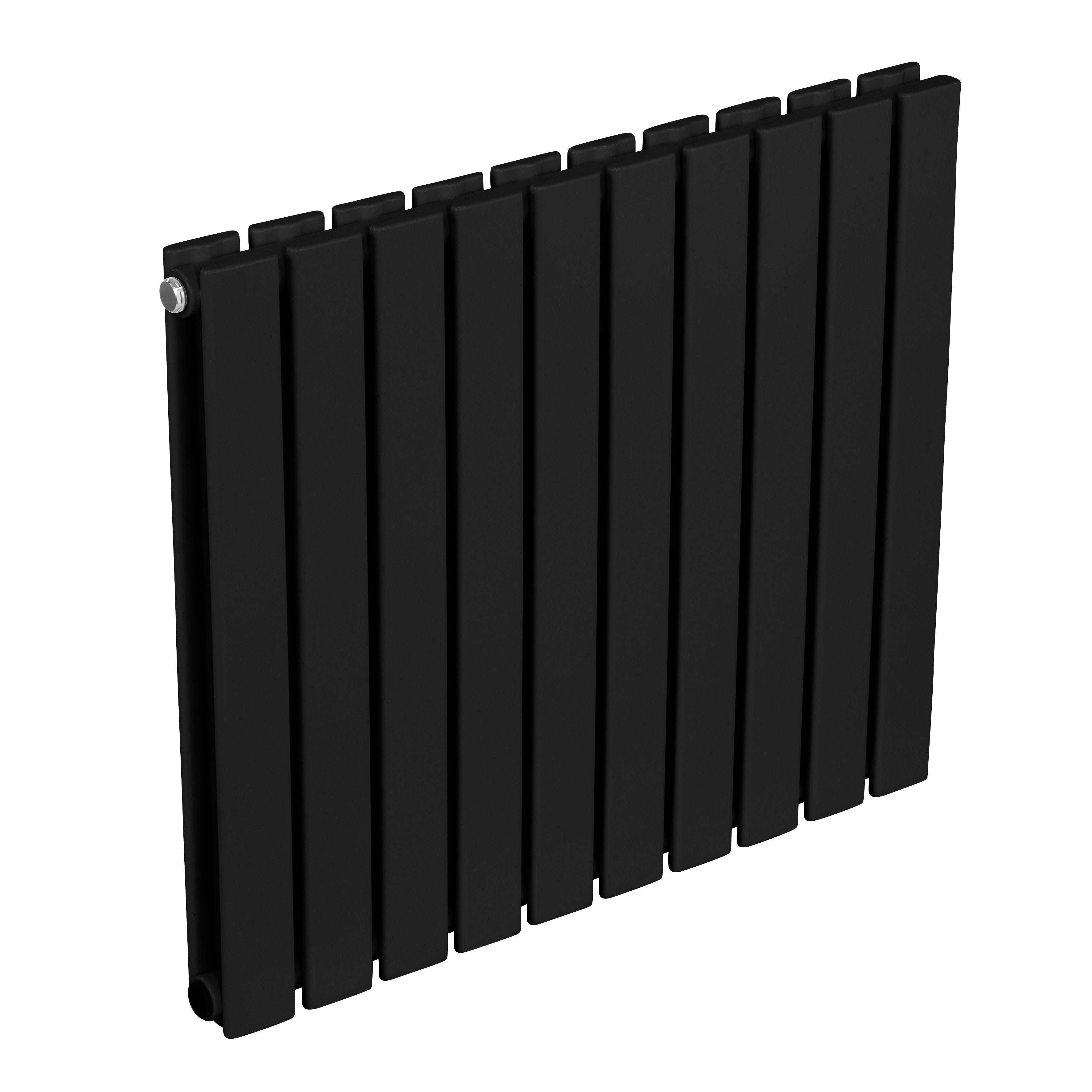 Baridi Horizontal Radiator Contemporary Double Flat Panel Design 600 x 700mm, Black - DH345