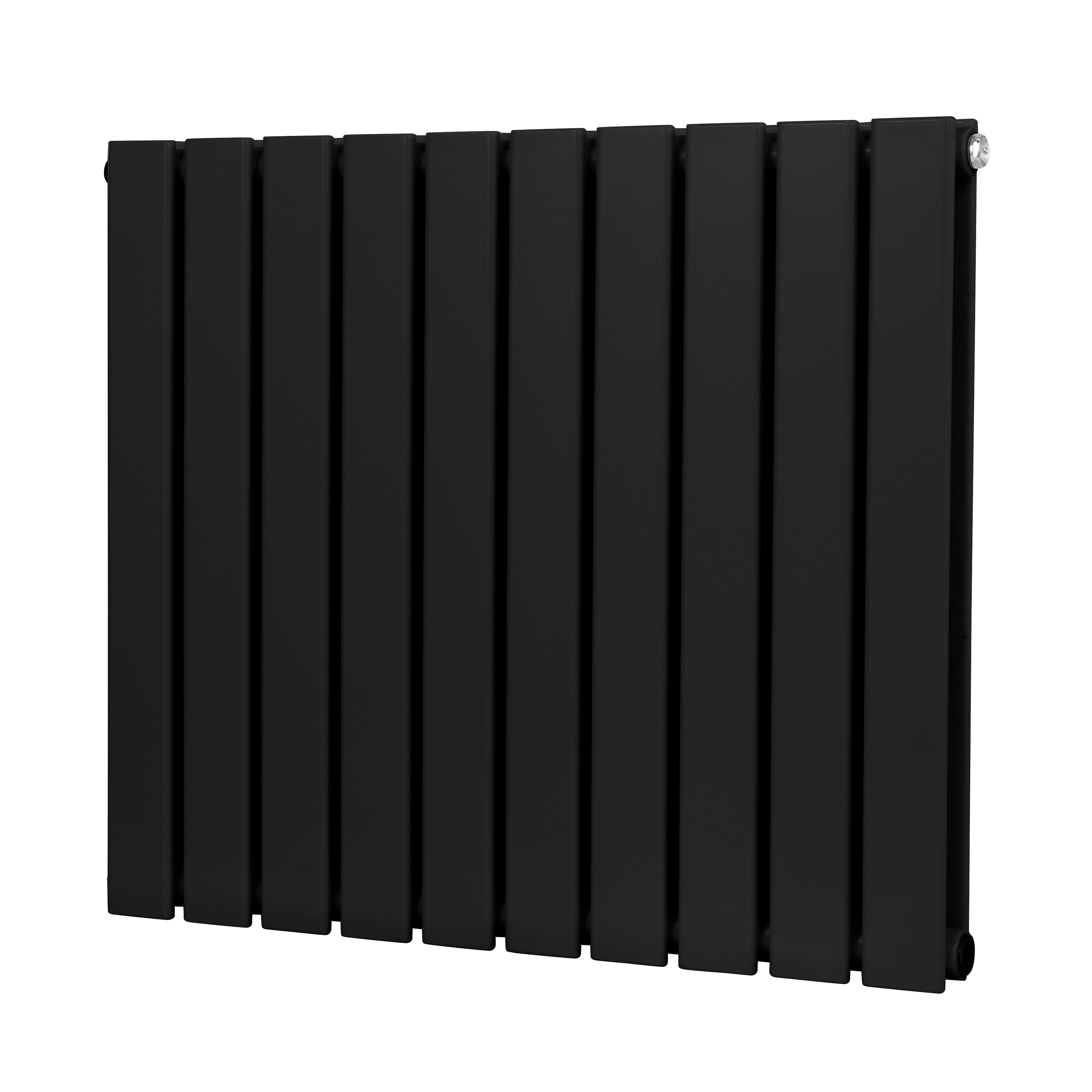 Baridi Horizontal Radiator Contemporary Double Flat Panel Design 600 x 700mm, Black - DH345