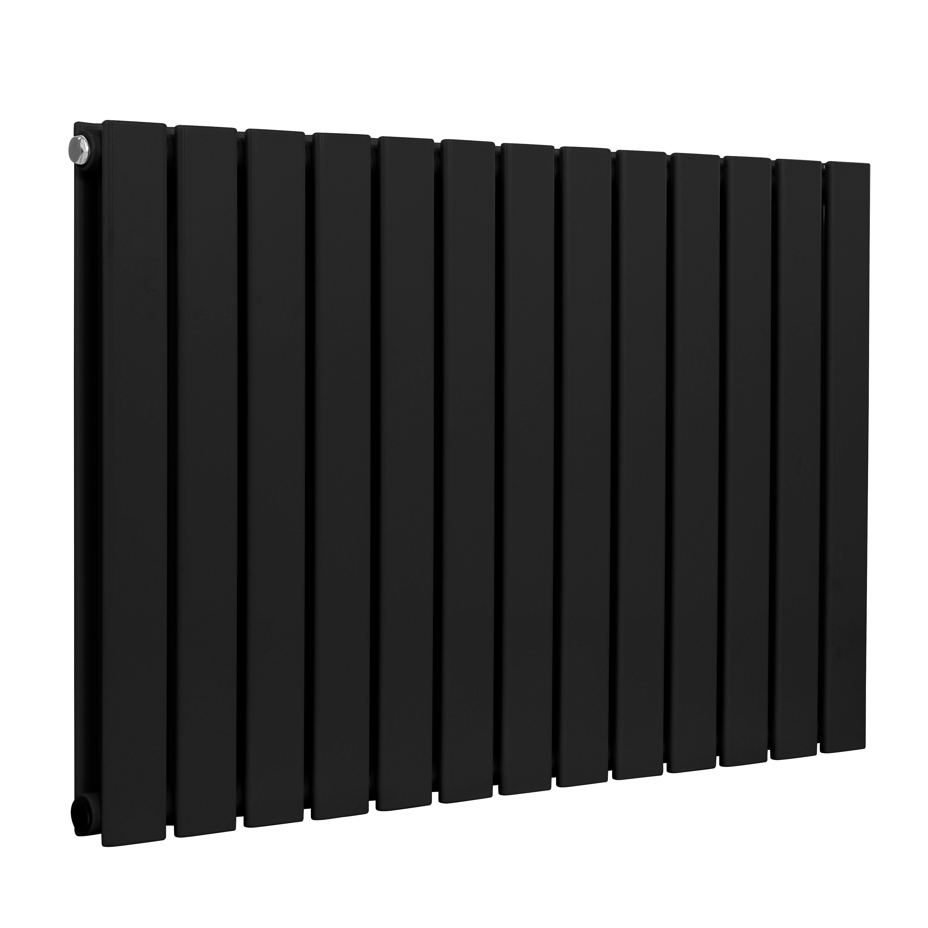 Baridi Horizontal Radiator Contemporary Double Flat Panel Design 600 x 910mm, Black - DH346