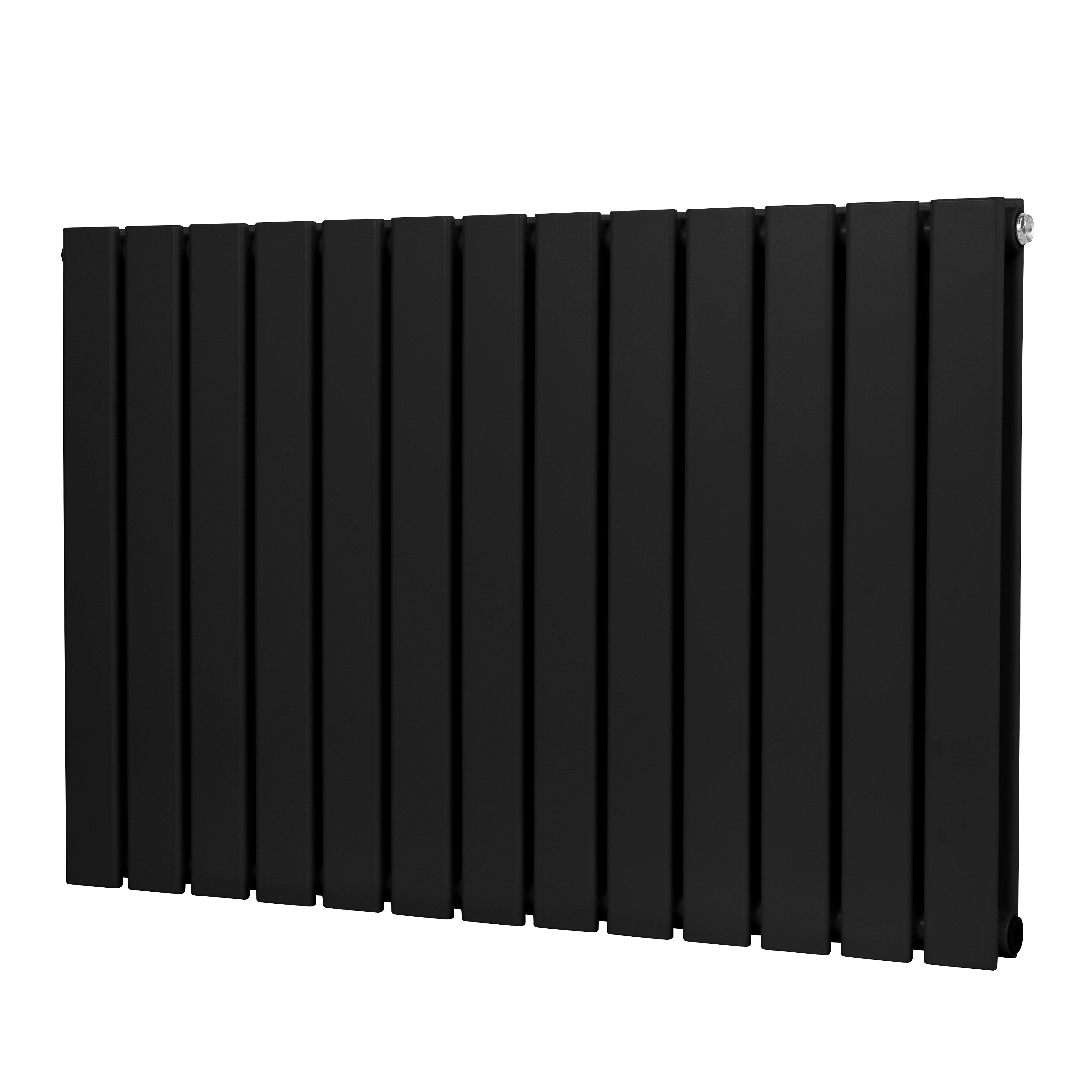 Baridi Horizontal Radiator Contemporary Double Flat Panel Design 600 x 910mm, Black - DH346