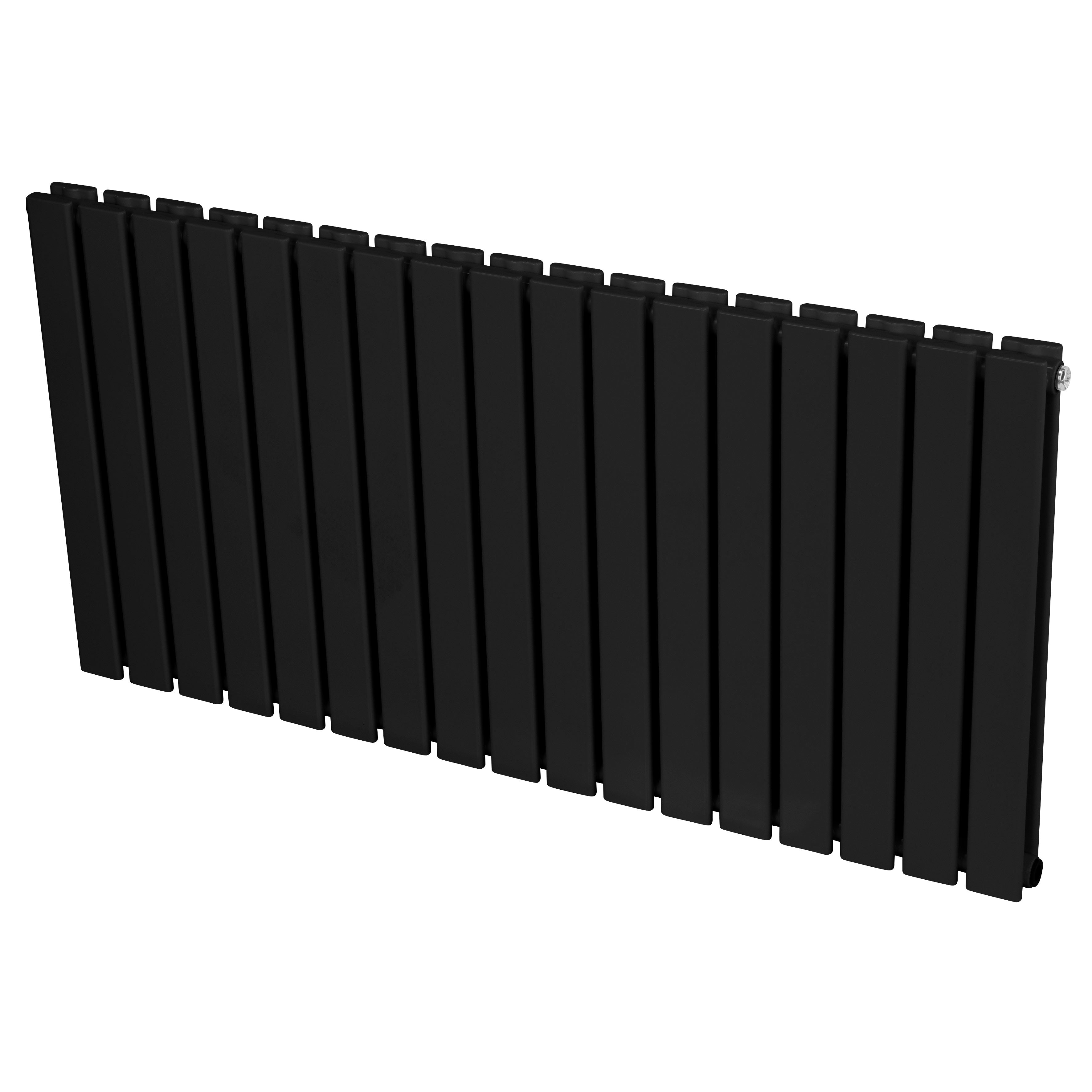 Baridi Horizontal Radiator Contemporary Double Flat Panel Design 600 x 1190mm, Black - DH347