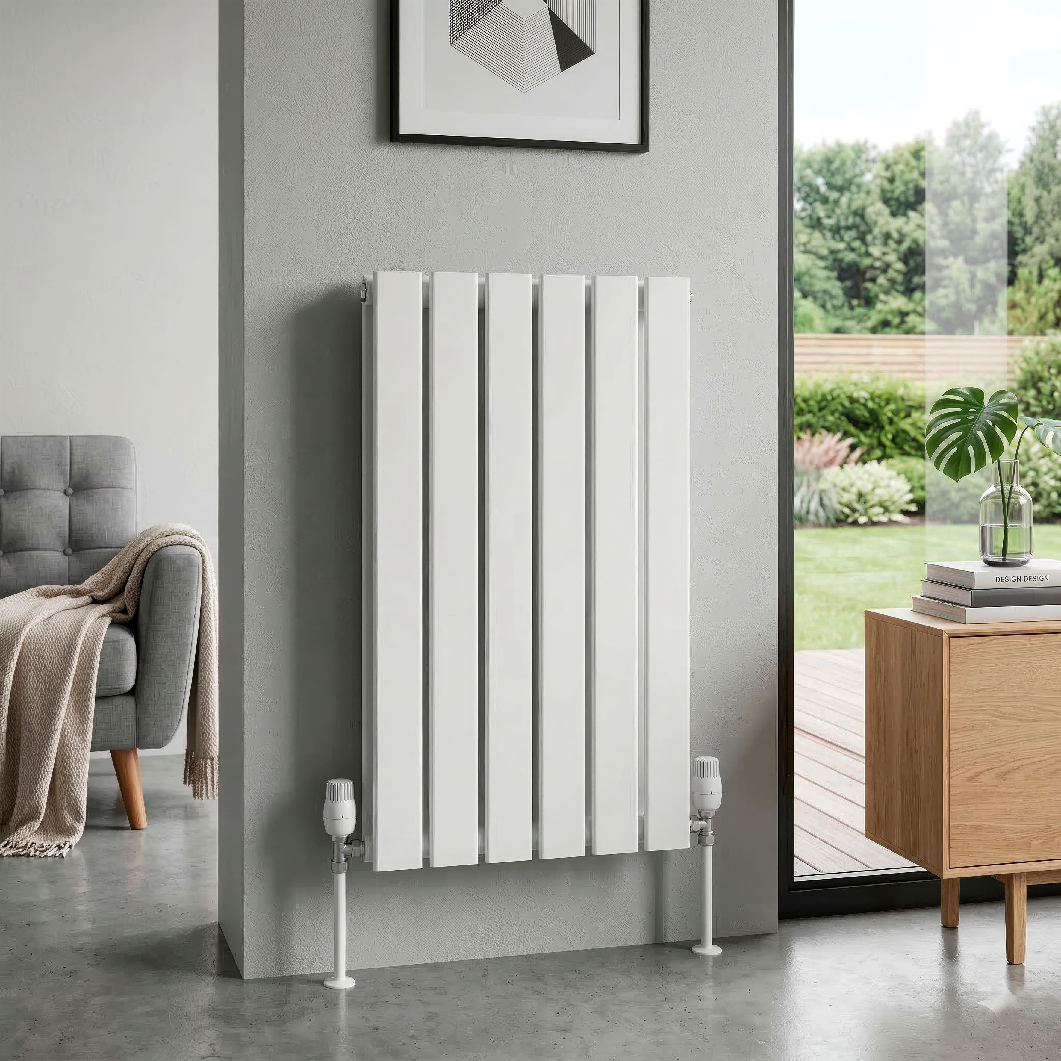 Baridi Horizontal Radiator Contemporary Double Flat Panel Design 600 x 420mm, White - DH348