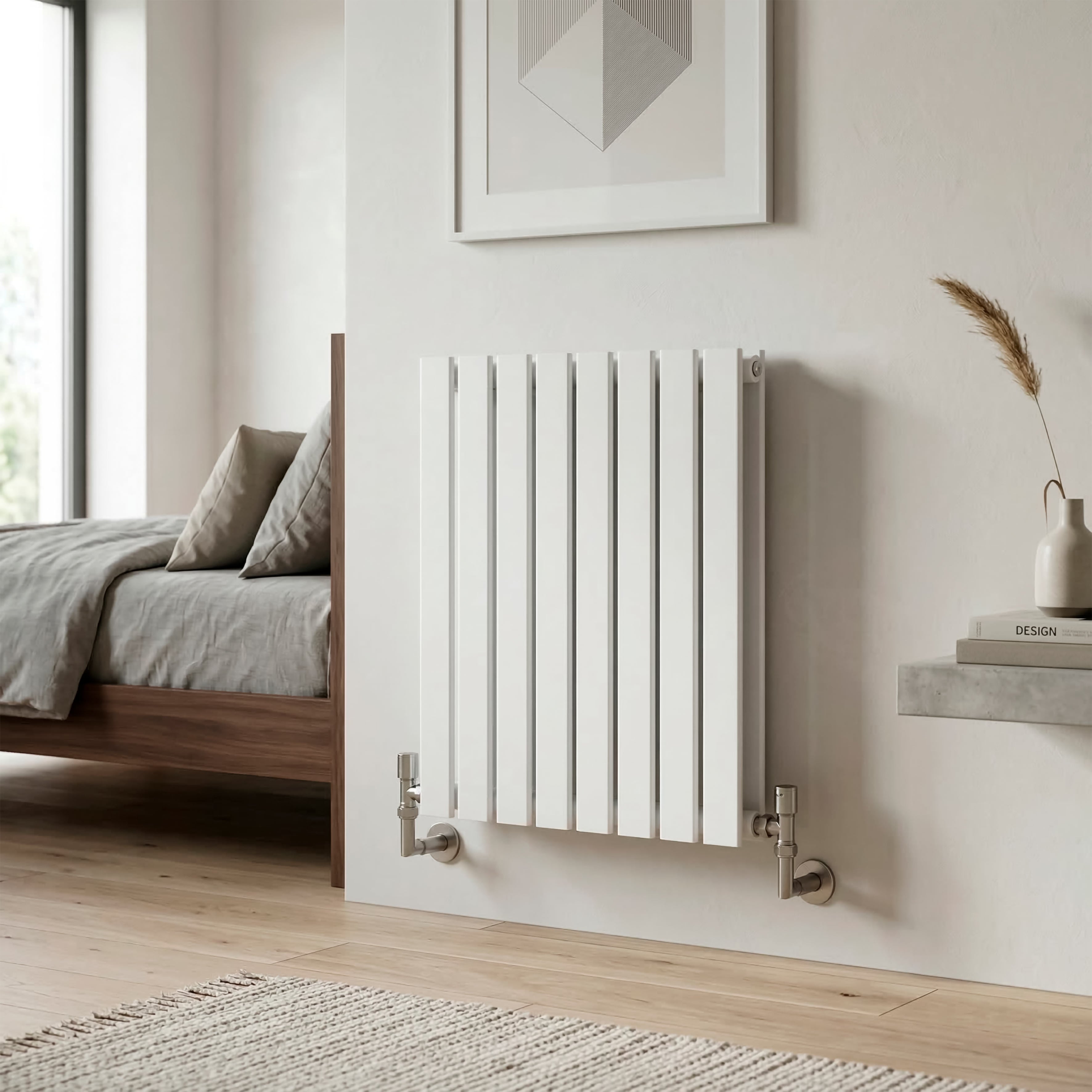 Baridi Horizontal Radiator Contemporary Double Flat Panel Design 600 x 560mm, White - DH349