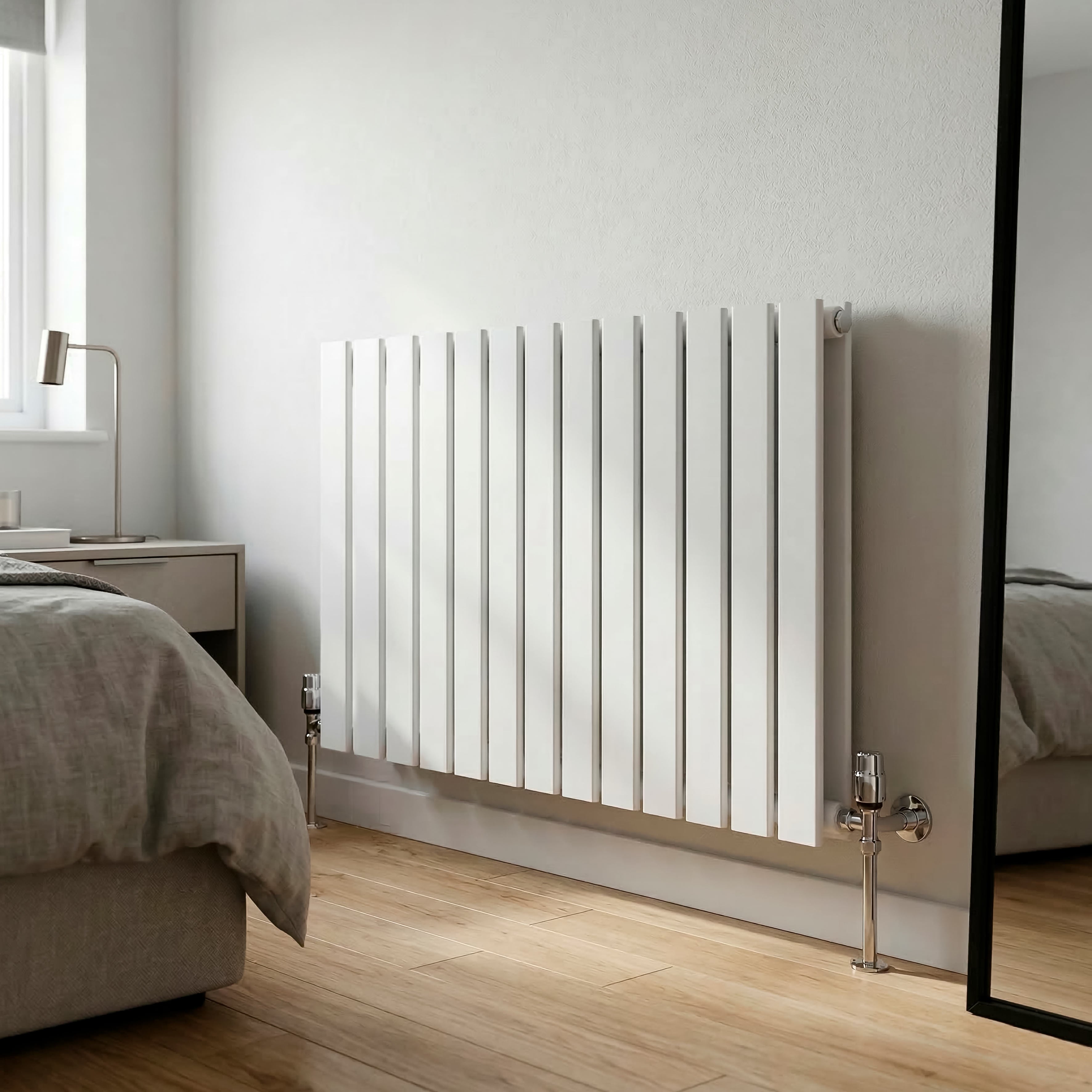 Baridi Horizontal Radiator Contemporary Double Flat Panel Design 600 x 910mm, White - DH351