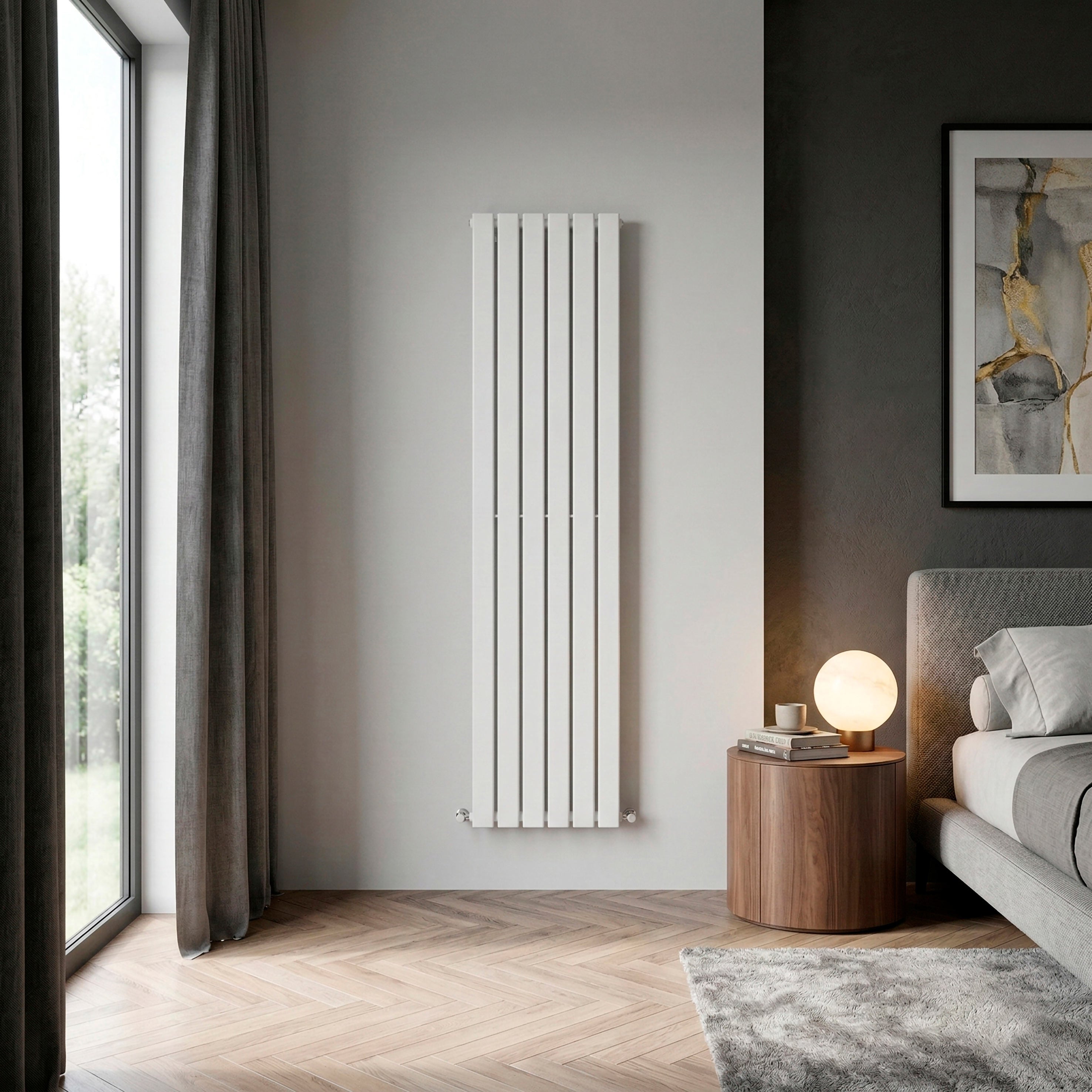 Vertical Radiator Contemporary Double Flat Panel Design 420 x 1800mm, White - DH355