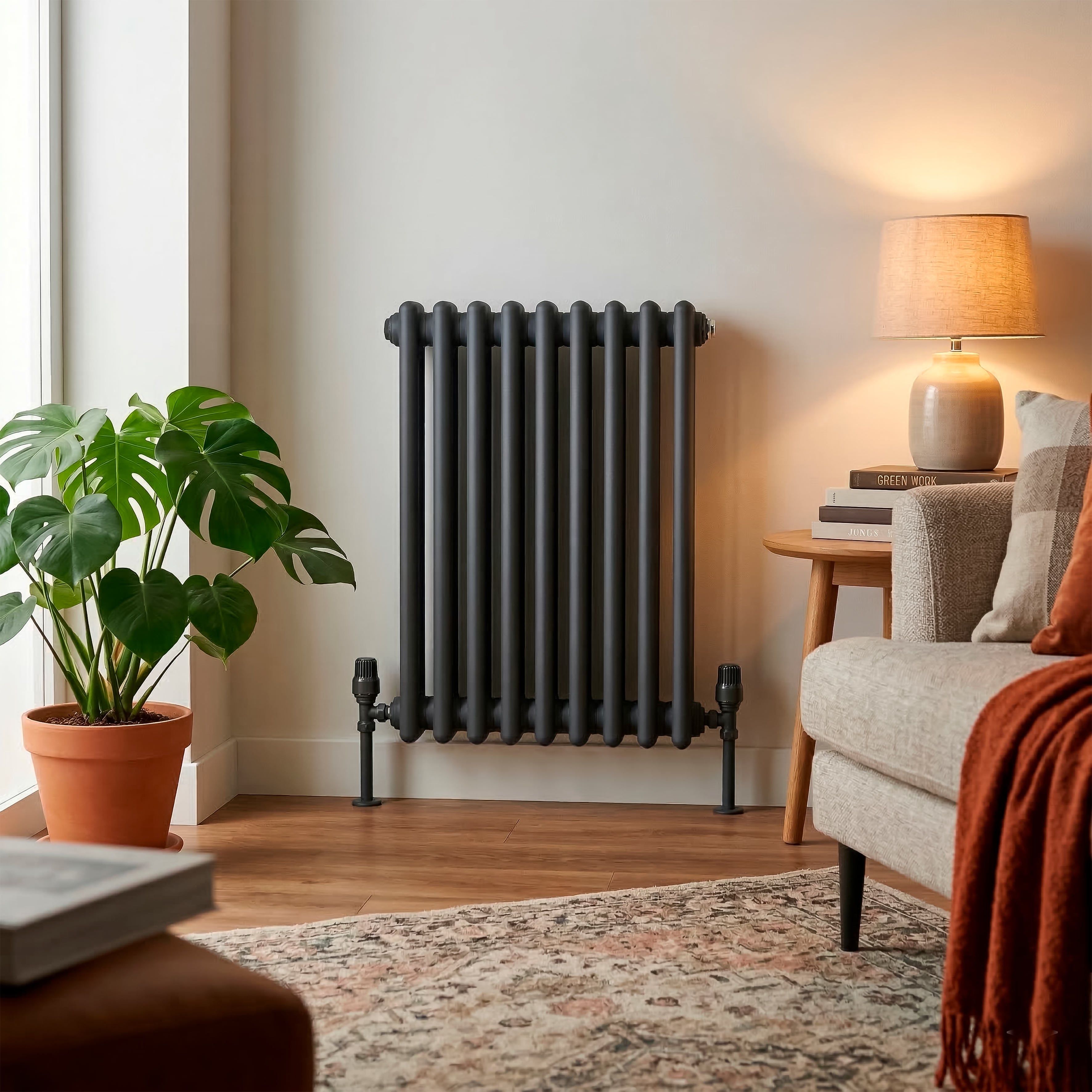 Baridi Horizontal Traditional 2 Column Radiator 600 x 427mm, Anthracite - DH356