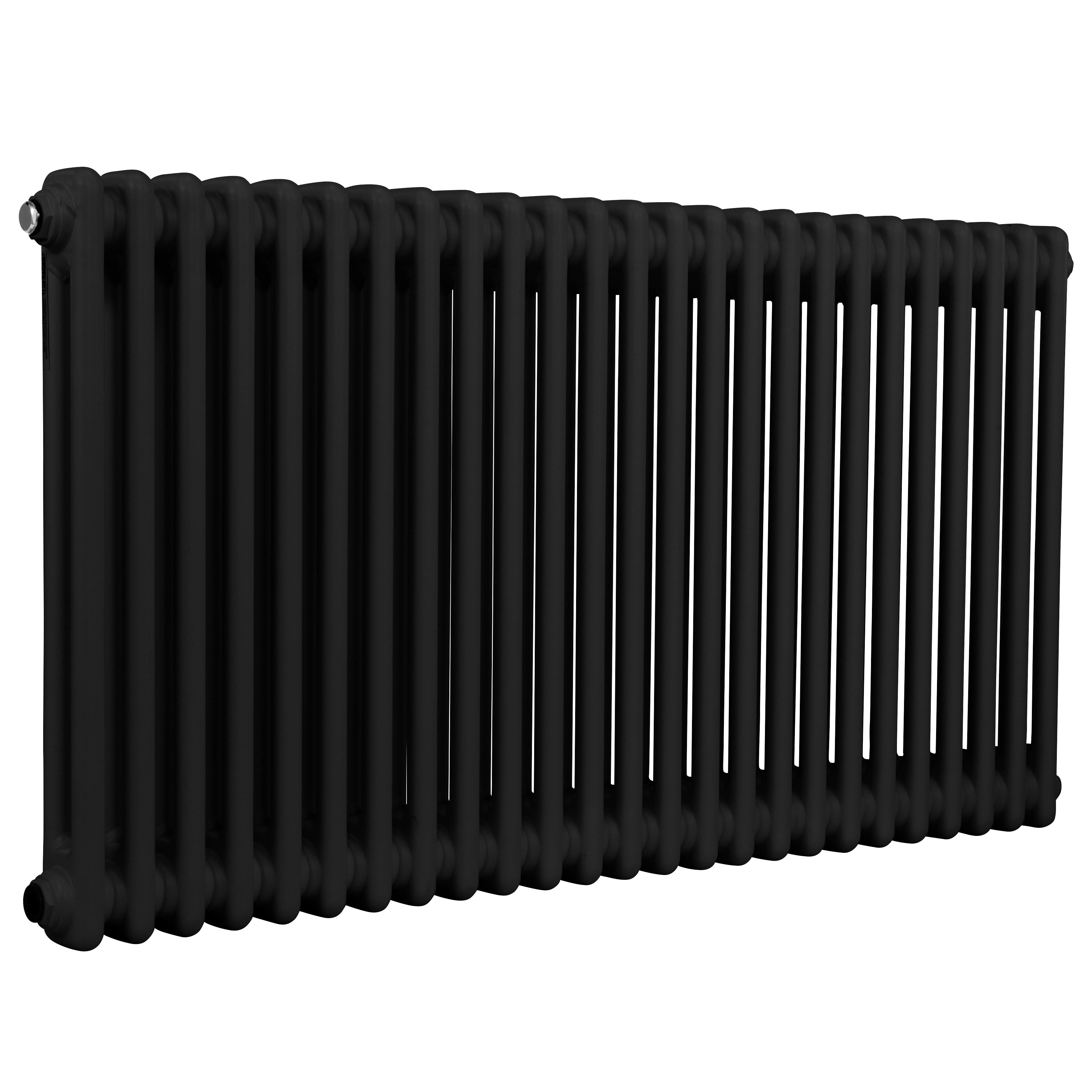 Baridi Horizontal Traditional 2 Column Radiator 600 x 1147mm, Black - DH365