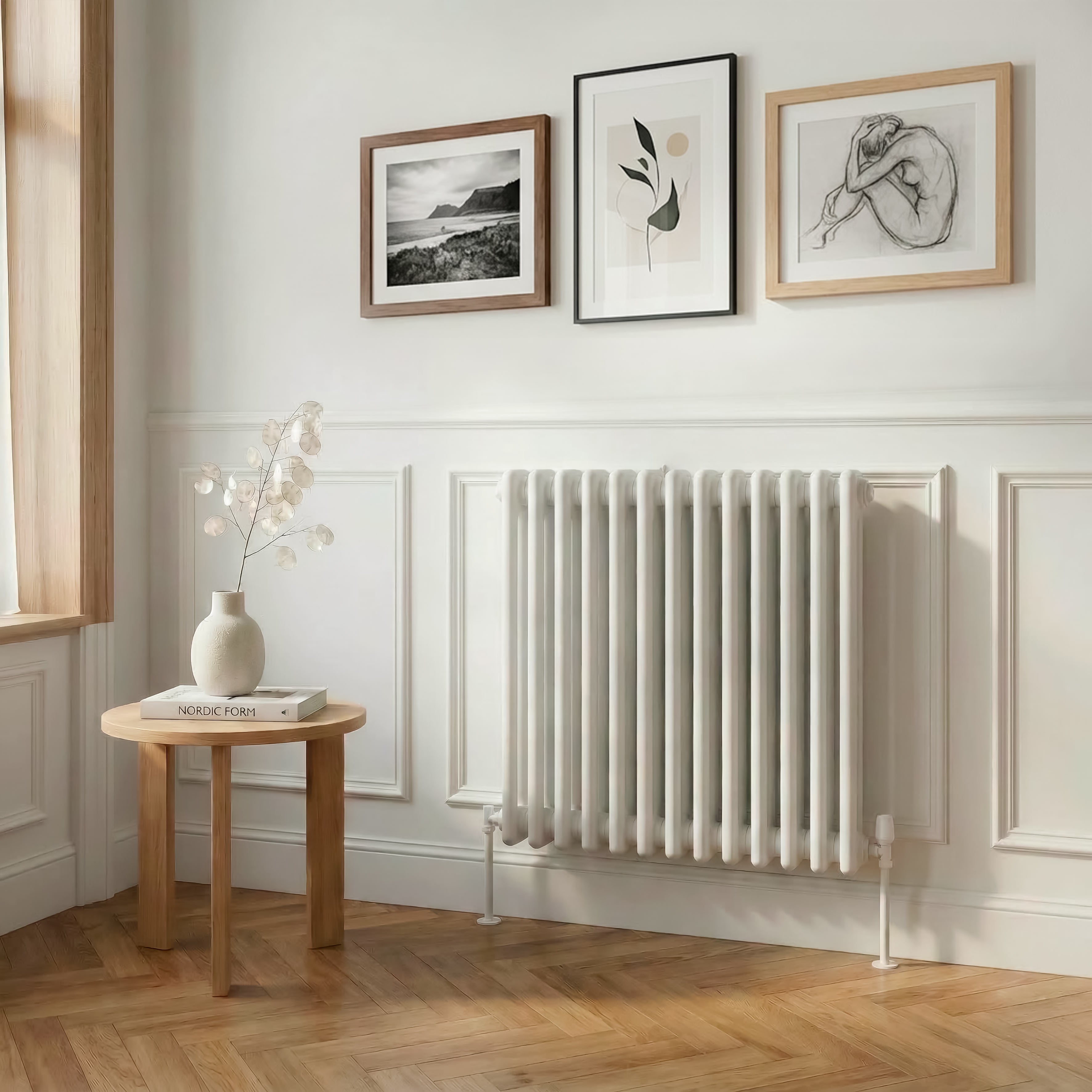 Baridi Horizontal Traditional 2 Column Radiator 600 x 607mm, White - DH367
