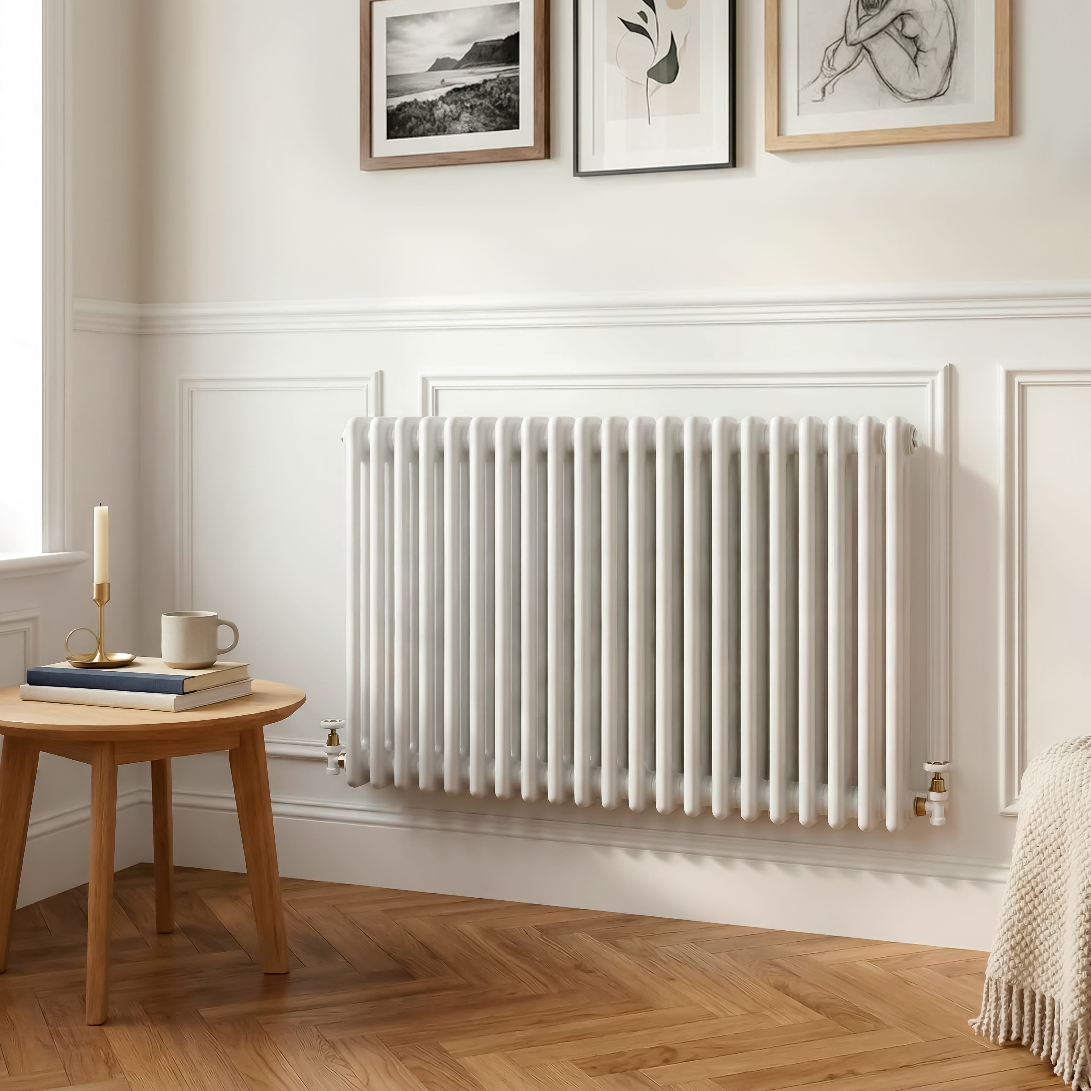 Baridi Horizontal Traditional 2 Column Radiator 600 x 1012mm, White - DH369