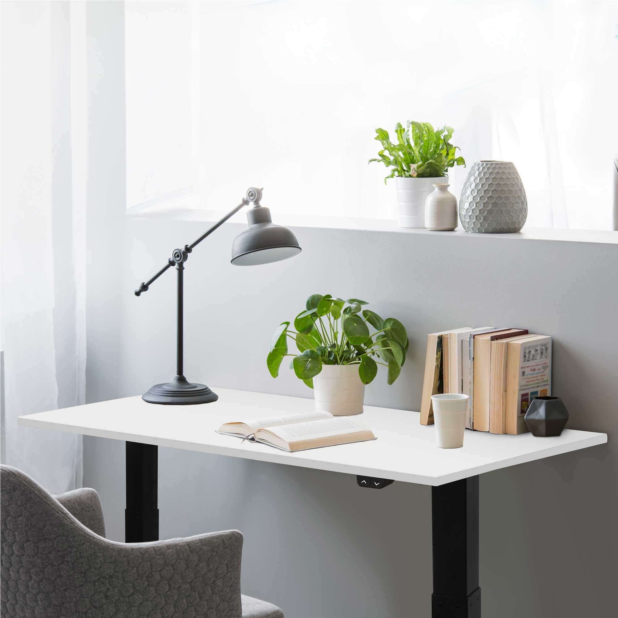 Dellonda DH36 Adjustable Desk Action shot - lifestyle