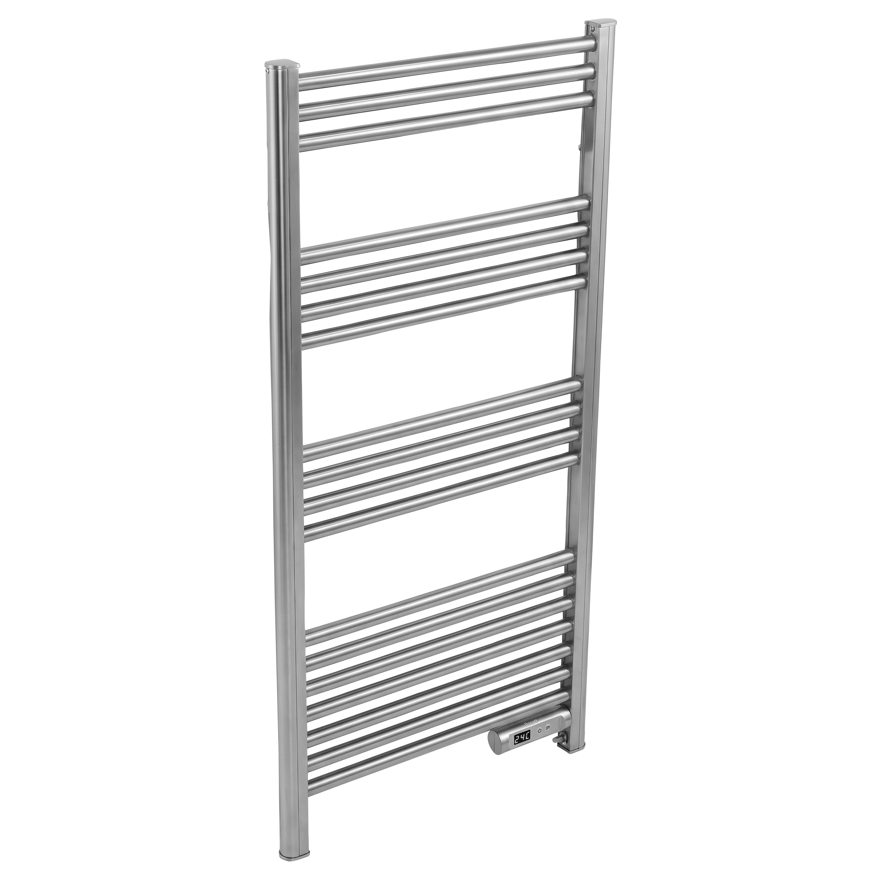 Baridi Electric Heated Towel Rail with LED Display, Silver - DH372