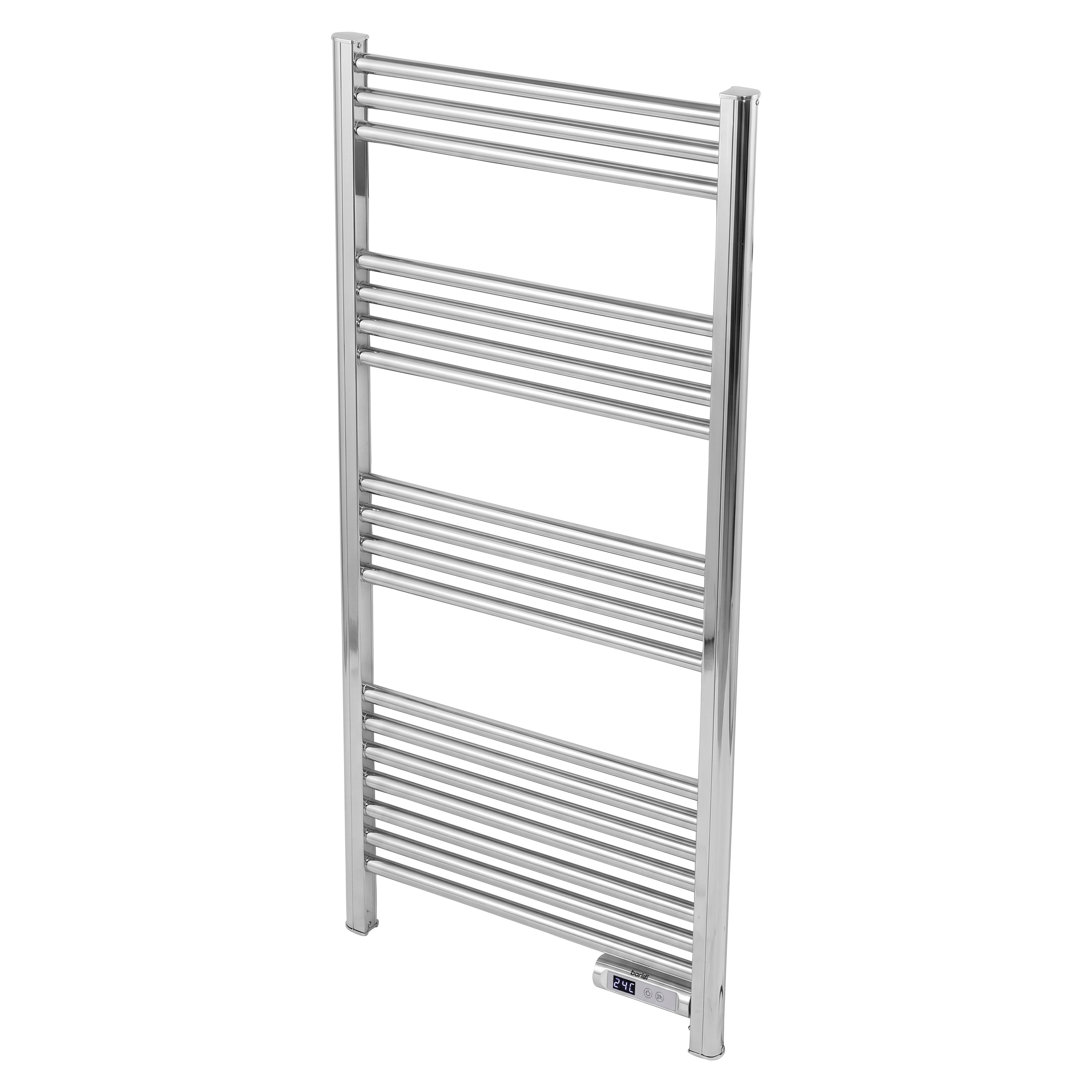 Baridi Electric Heated Towel Rail with LED Display, Silver - DH372