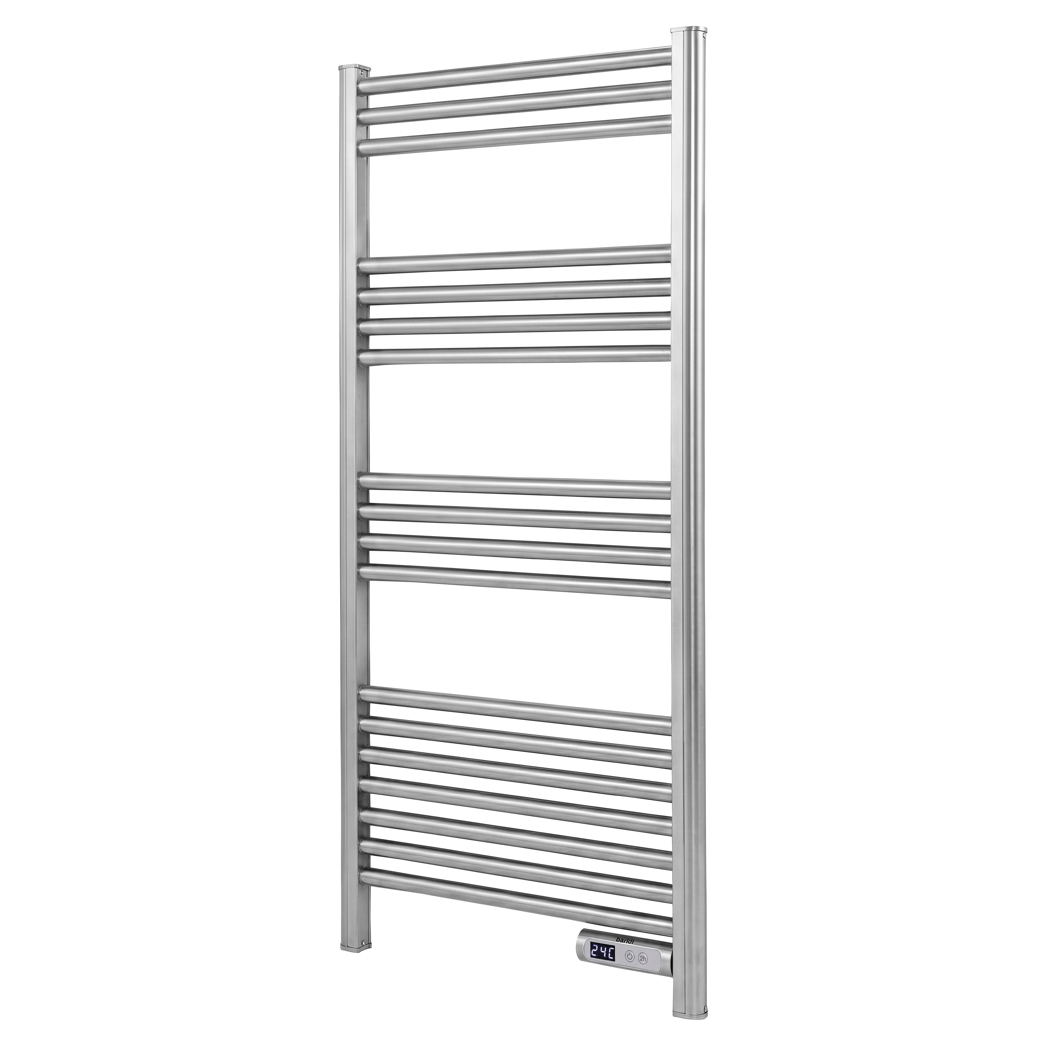Baridi Electric Heated Towel Rail with LED Display, Silver - DH372