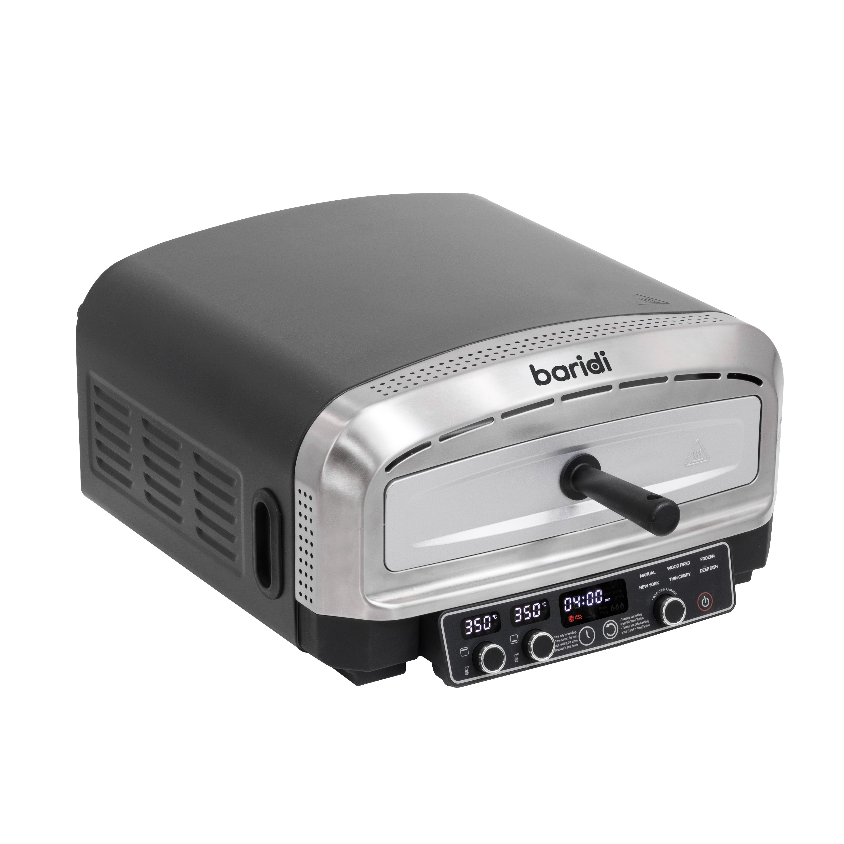 Baridi Electric Pizza Oven 14" with Pizza Peel, Black/Stainless Steel - DH377