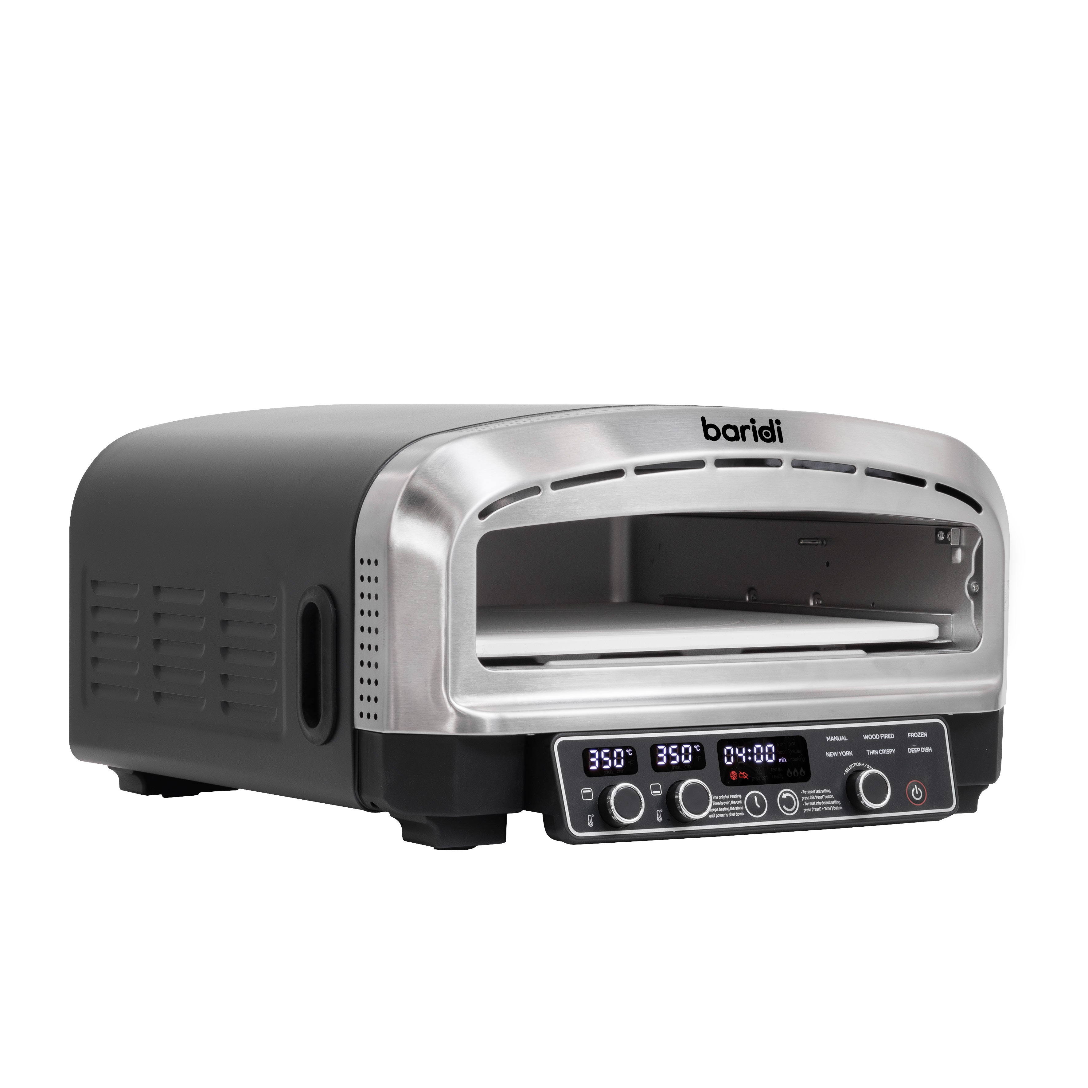 Baridi Electric Pizza Oven 14" with Pizza Peel, Black/Stainless Steel - DH377