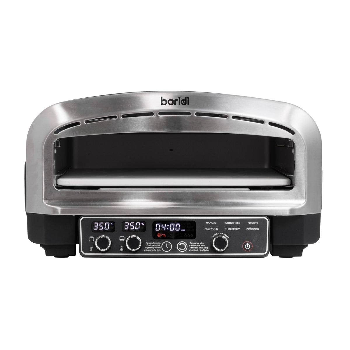 Baridi Electric Pizza Oven 14" with Pizza Peel, Black/Stainless Steel - DH377
