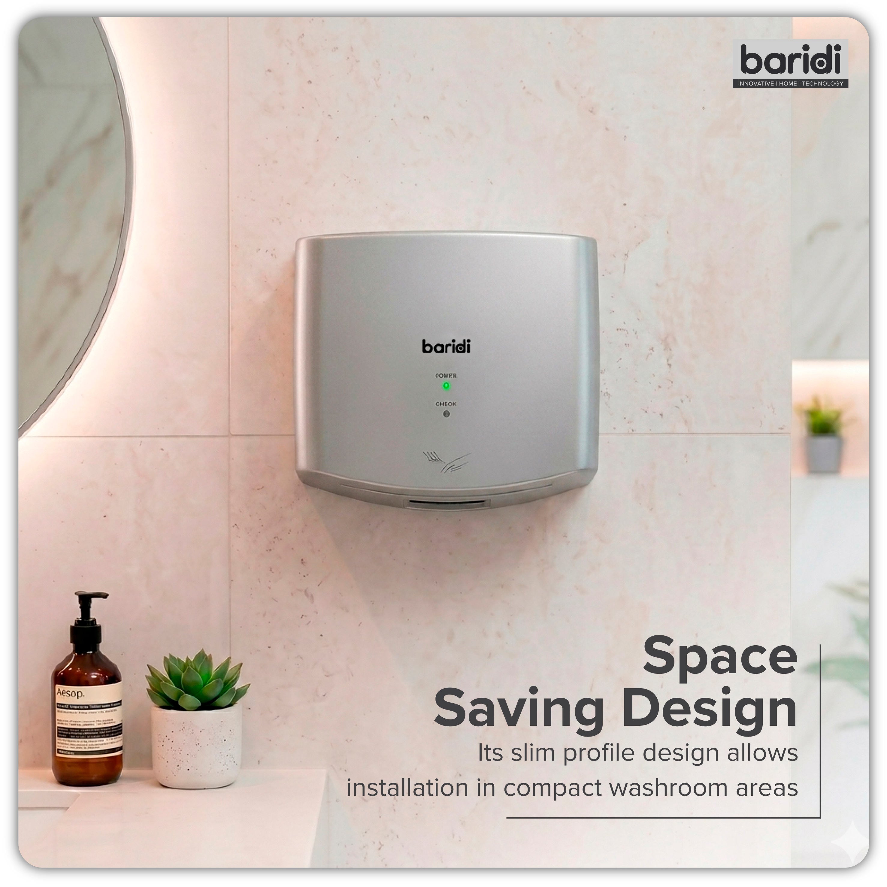 Baridi High Speed Hand Dryer with Auto-Sensor 1400-1650W, Silver - DH379