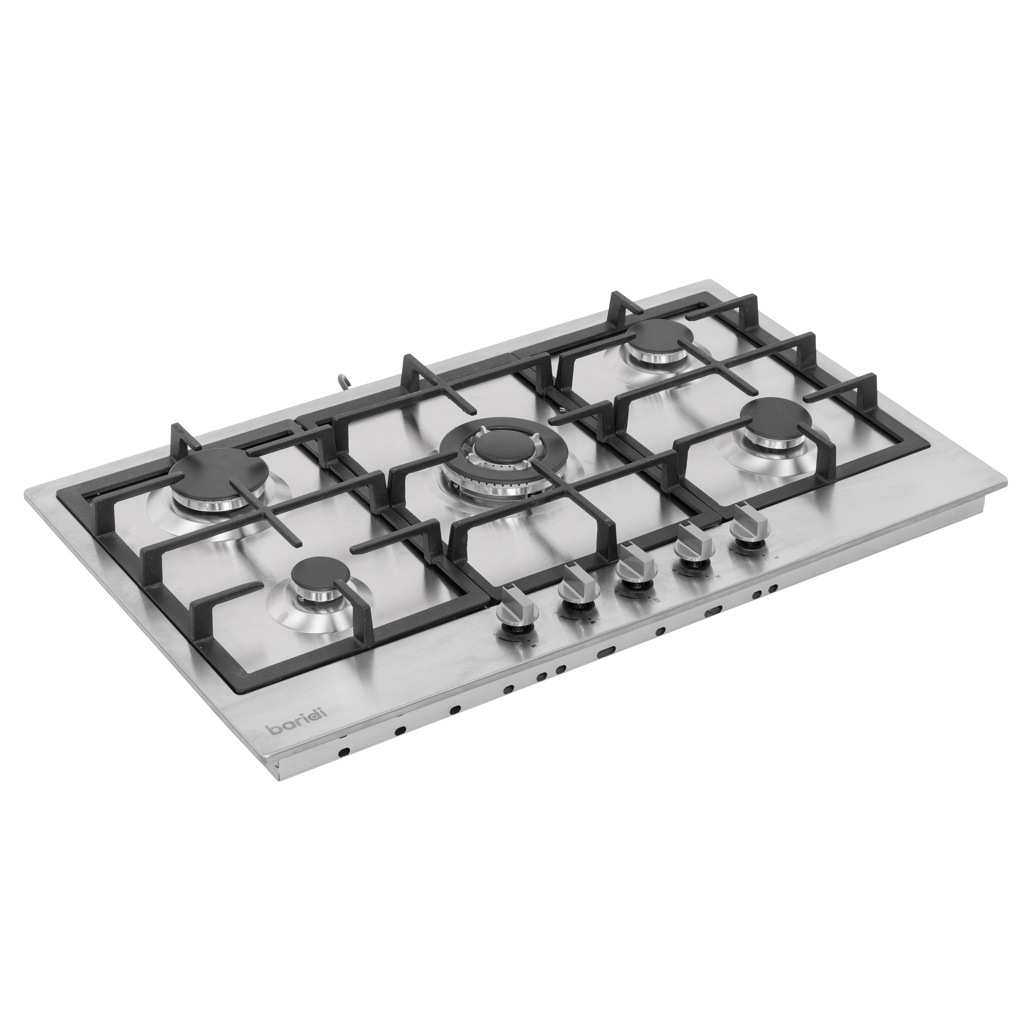 Baridi 90cm Gas Hob with Cast Iron Pan Supports & Wok Burner, Stainless Steel - DH382