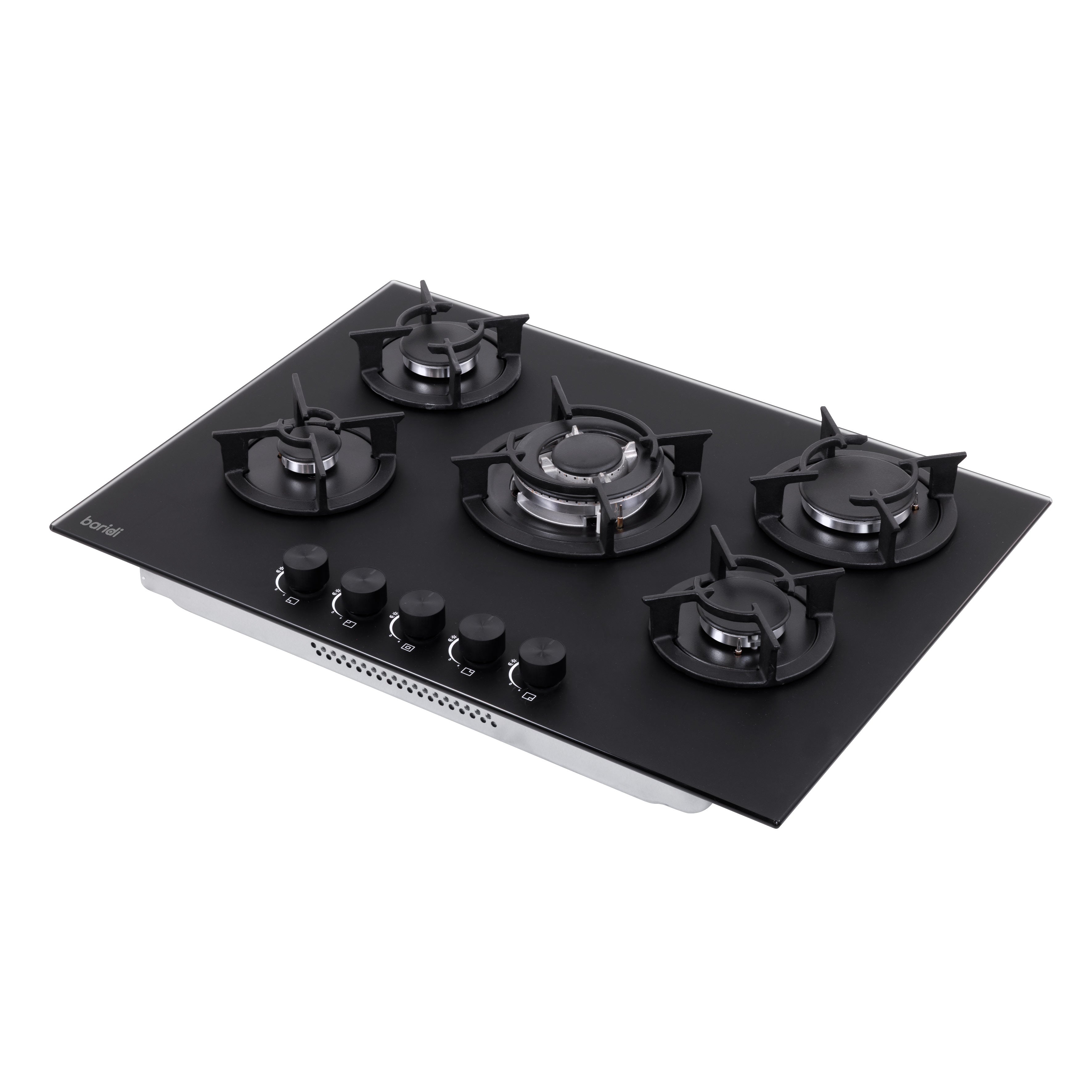 Baridi 70cm Matt Black Glass Gas Hob, 5 Burners, Cast Iron Supports, Auto Ignition, 10.4kW – DH384