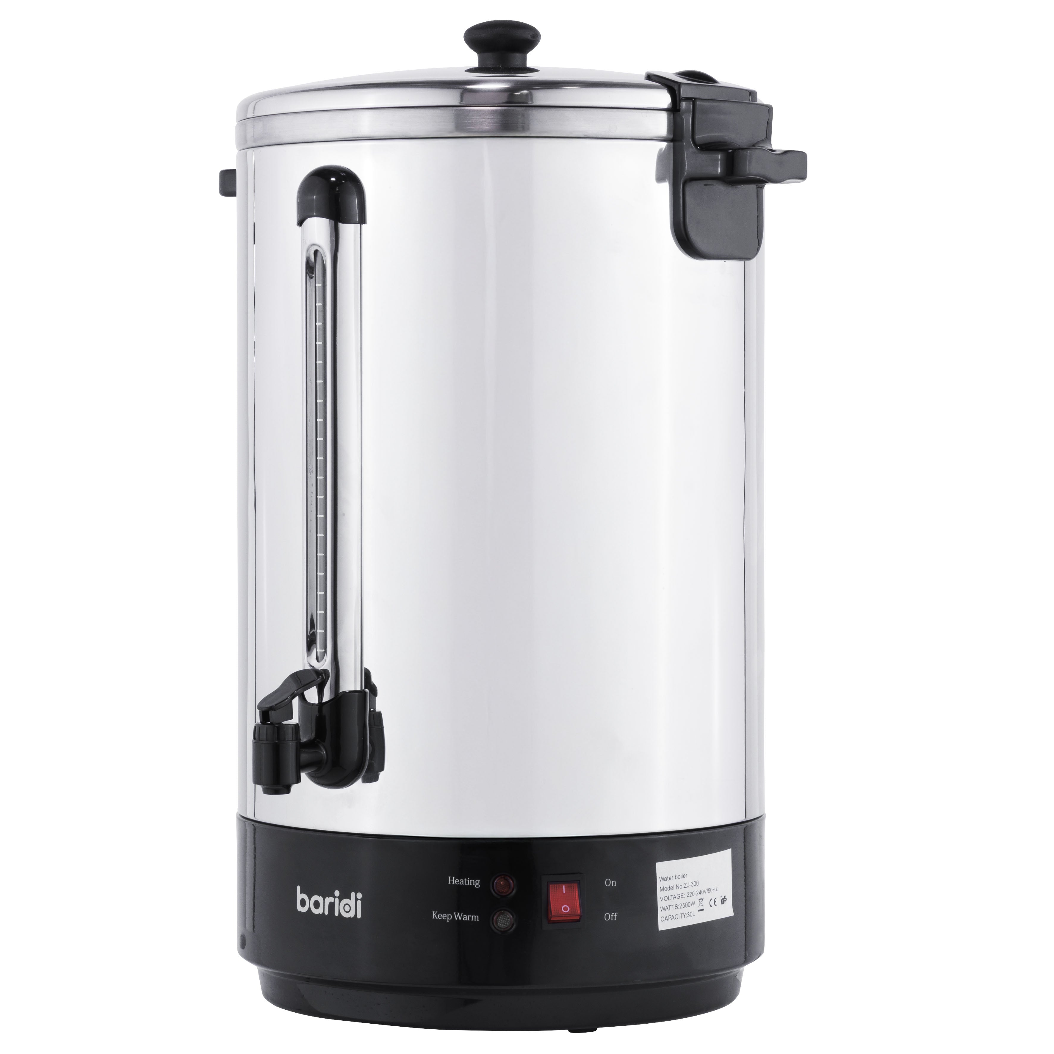 Baridi 30L Hot Water Boiler, Tea Urn with Drip Tray, Keep Warm Function - Stainless Steel - DH388