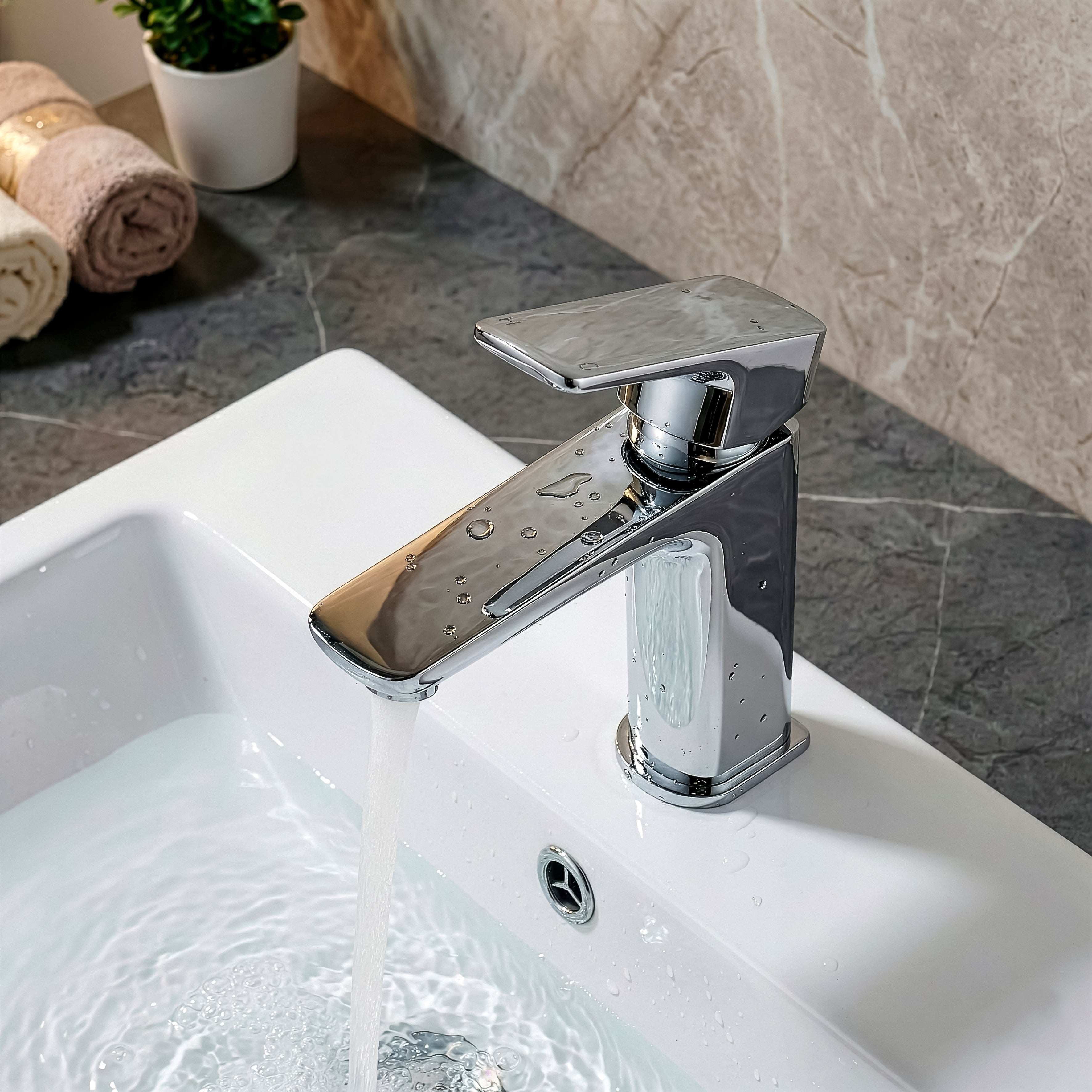 Baridi Basin Mixer Tap with Clicker Waste, Chrome - DH392