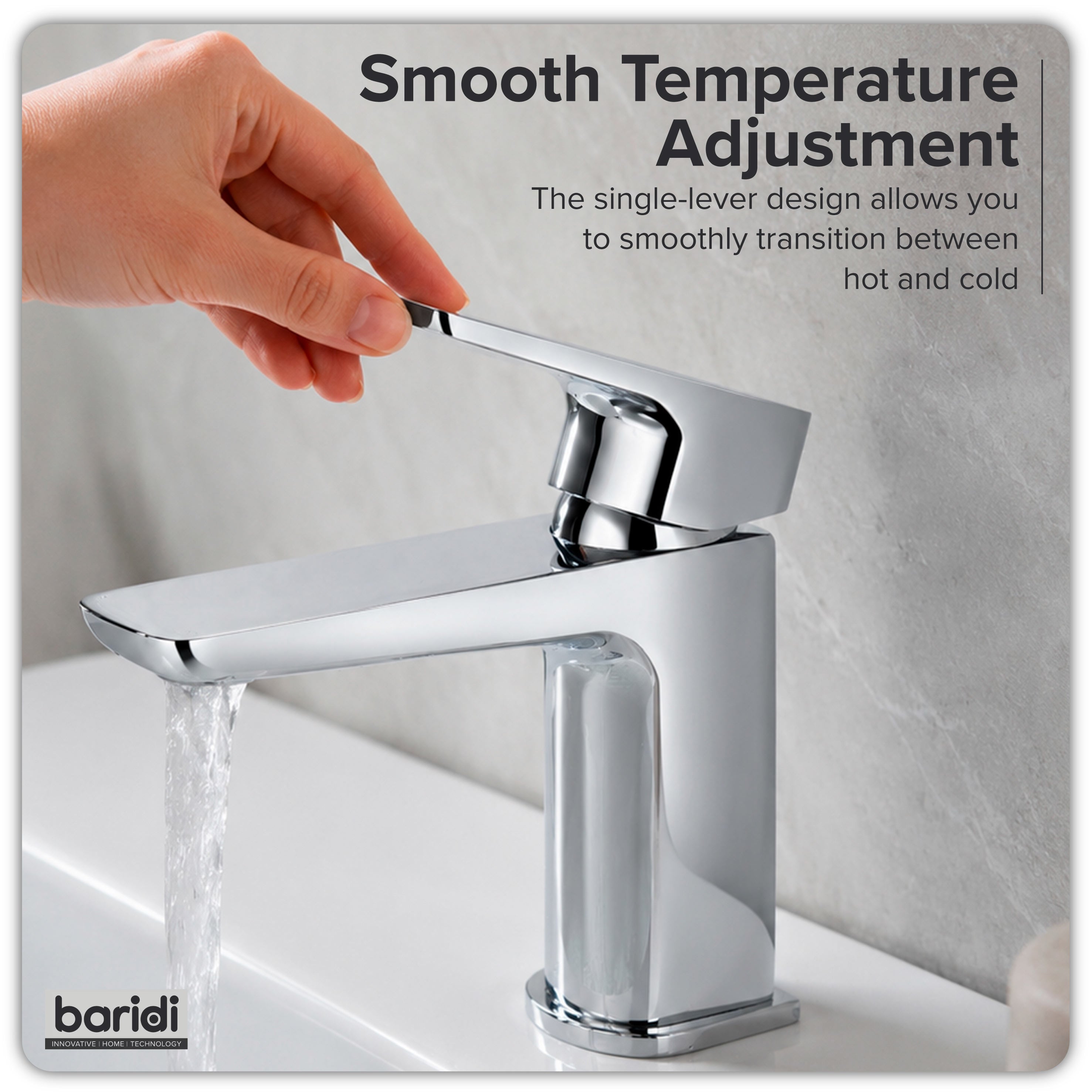 Baridi Basin Mixer Tap with Clicker Waste, Chrome - DH392