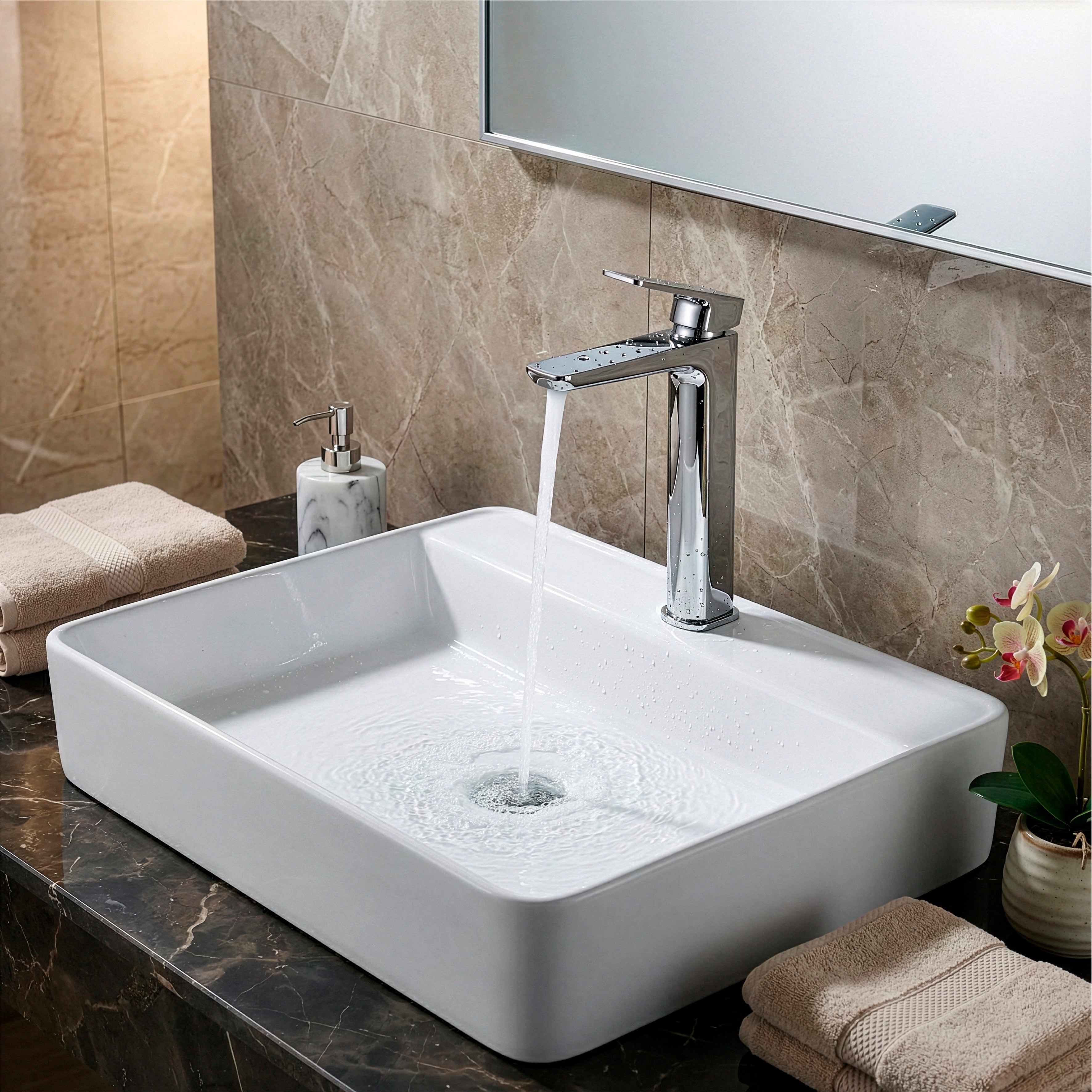 Baridi High Basin Mixer Tap with Clicker Waste, Chrome - DH394