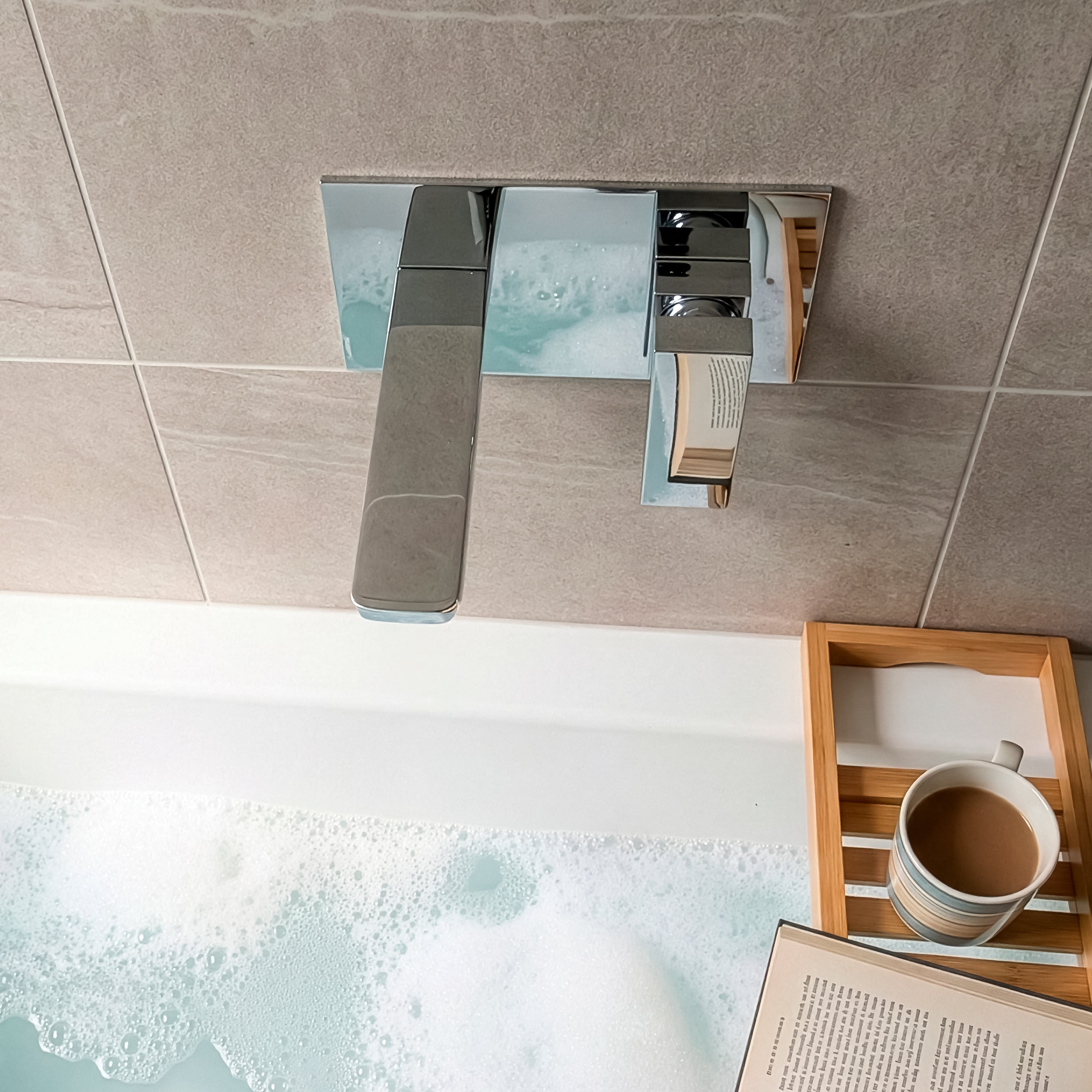 Baridi Wall Mounting Basin Mixer Tap, Square, Chrome - DH396
