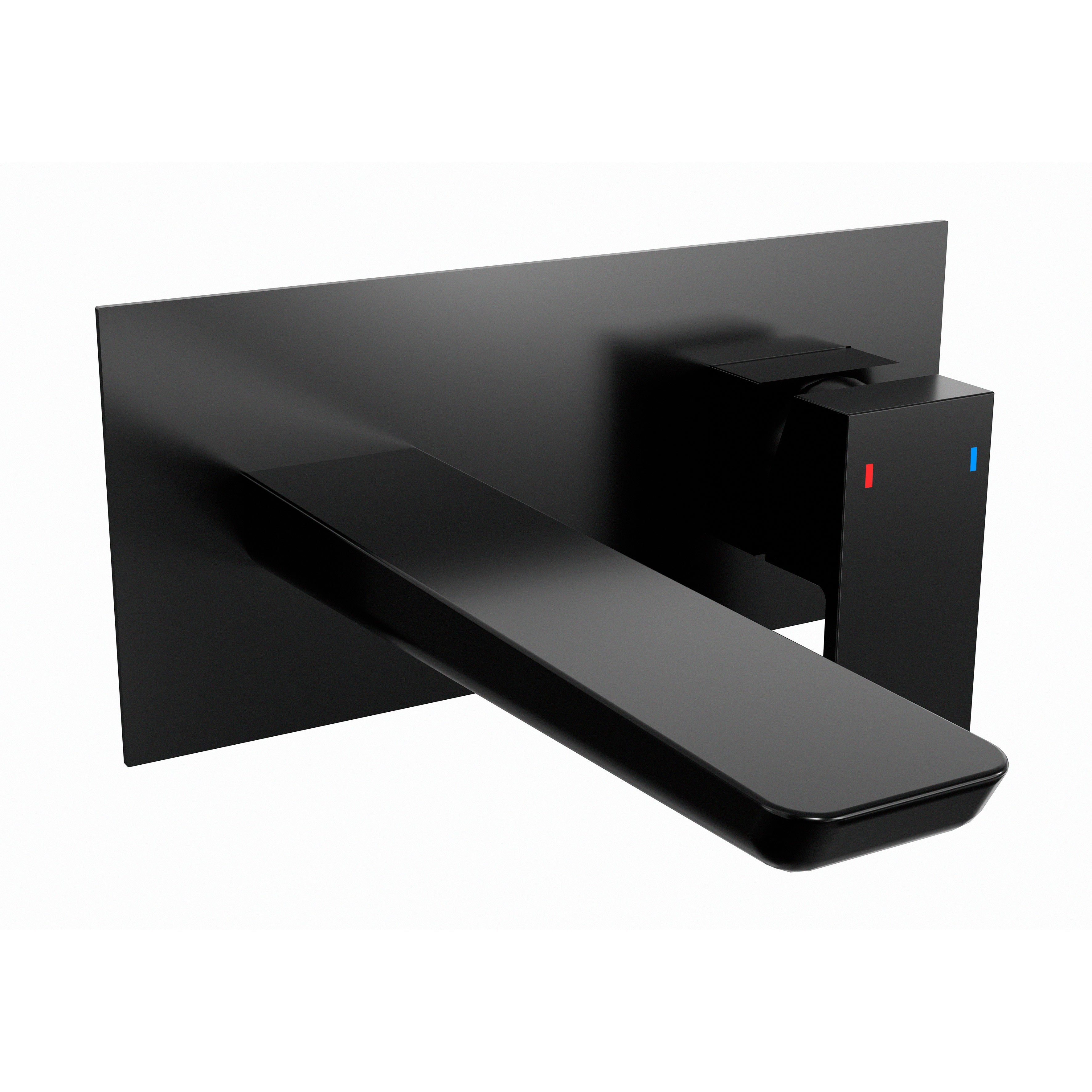 Baridi Wall Mounting Basin Mixer Tap, Square, Matt Black - DH397