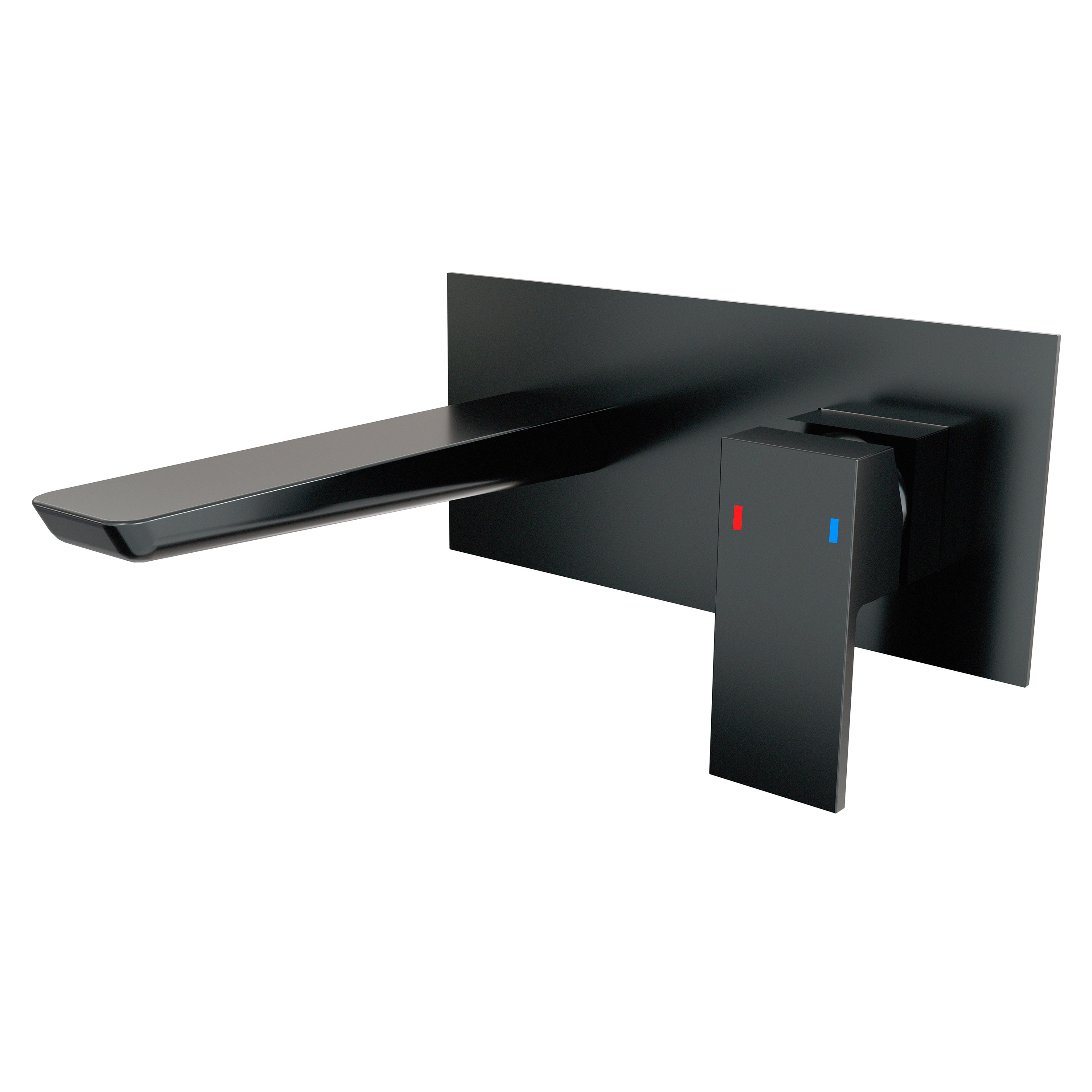 Baridi Wall Mounting Basin Mixer Tap, Square, Matt Black - DH397