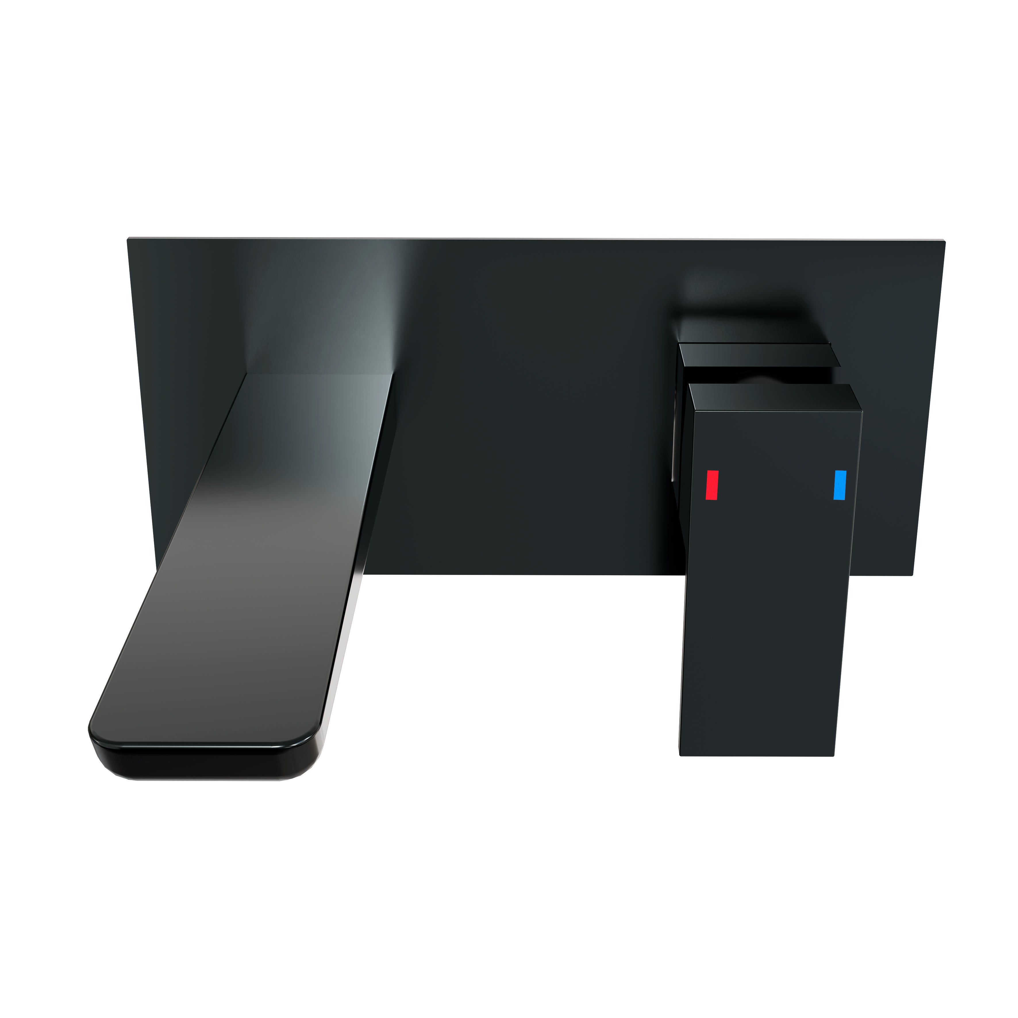 Baridi Wall Mounting Basin Mixer Tap, Square, Matt Black - DH397