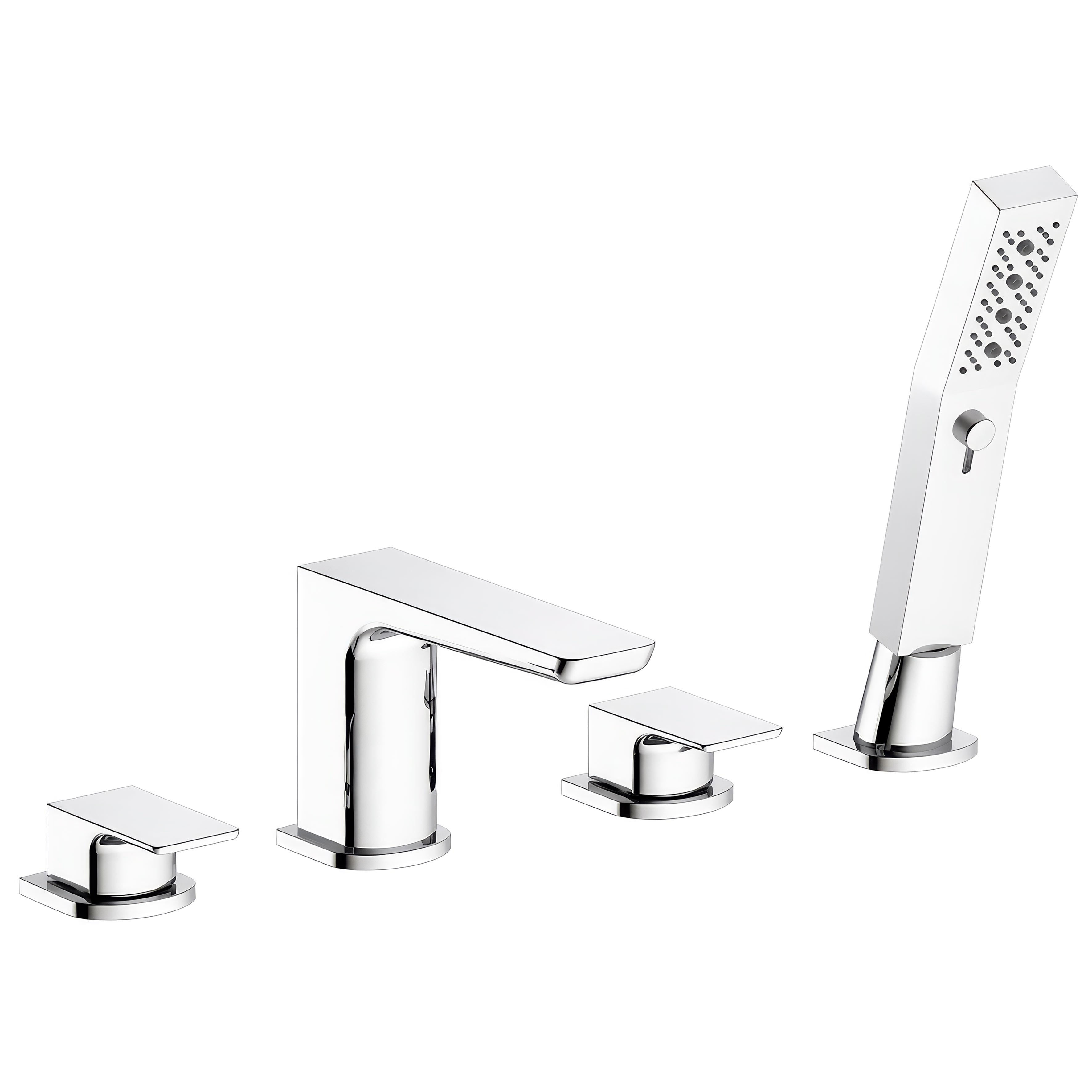 Baridi Bath Mounting 4-Hole Mixer Tap with Shower Head, Chrome - DH398