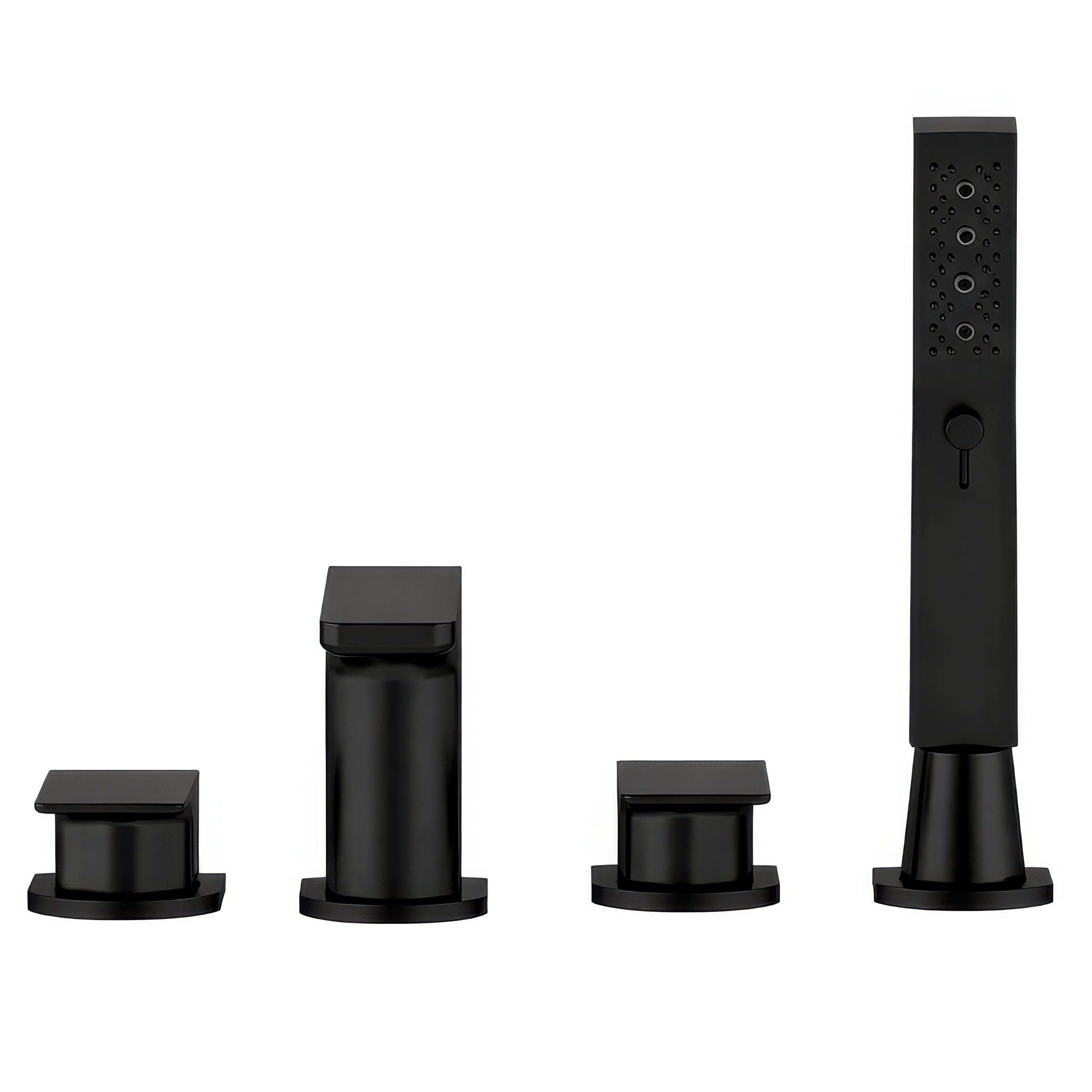 Baridi Bath Mounting 4-Hole Mixer Tap with Shower Head, Matt Black - DH399