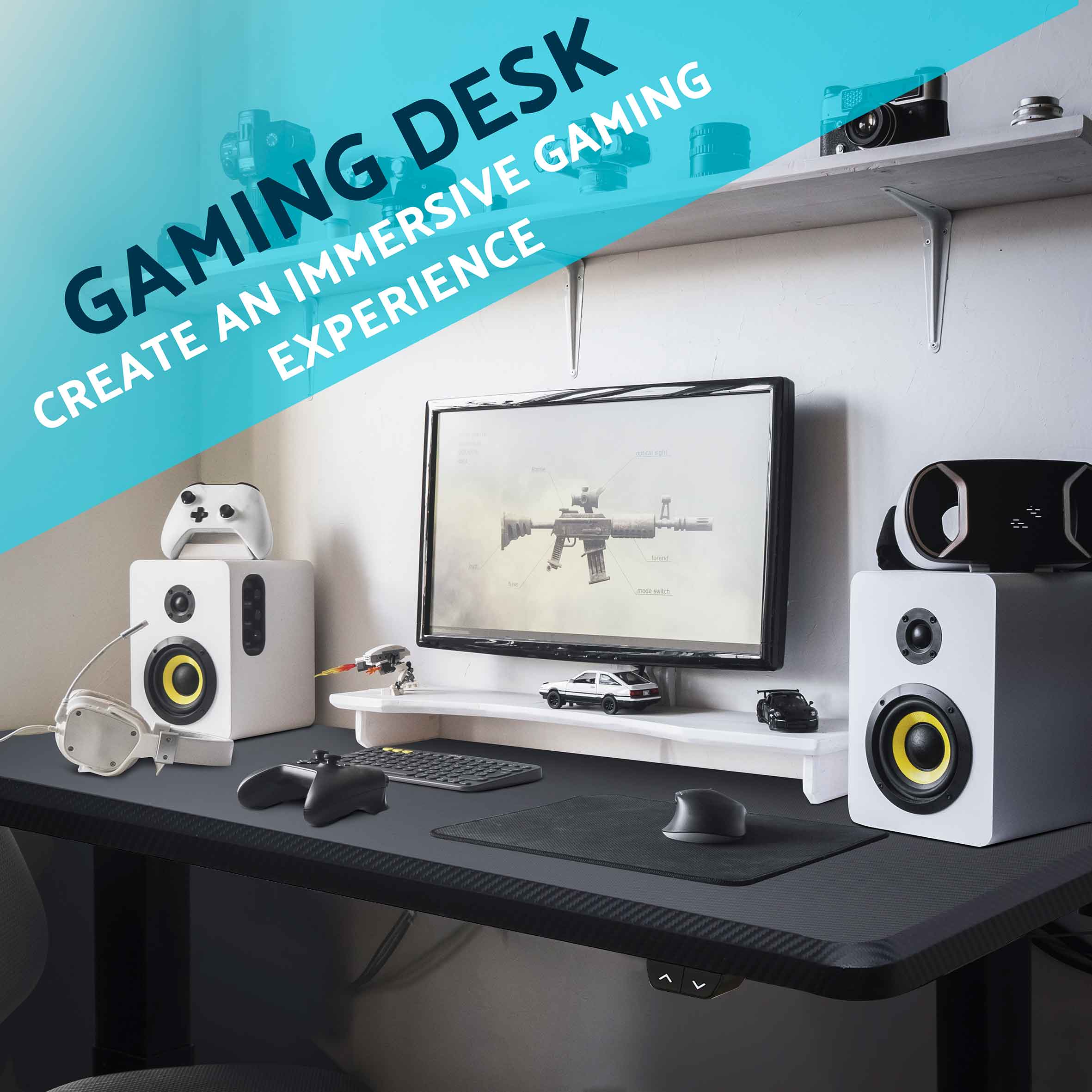 Dellonda DH39 Adjustable Desk Action shot - gaming