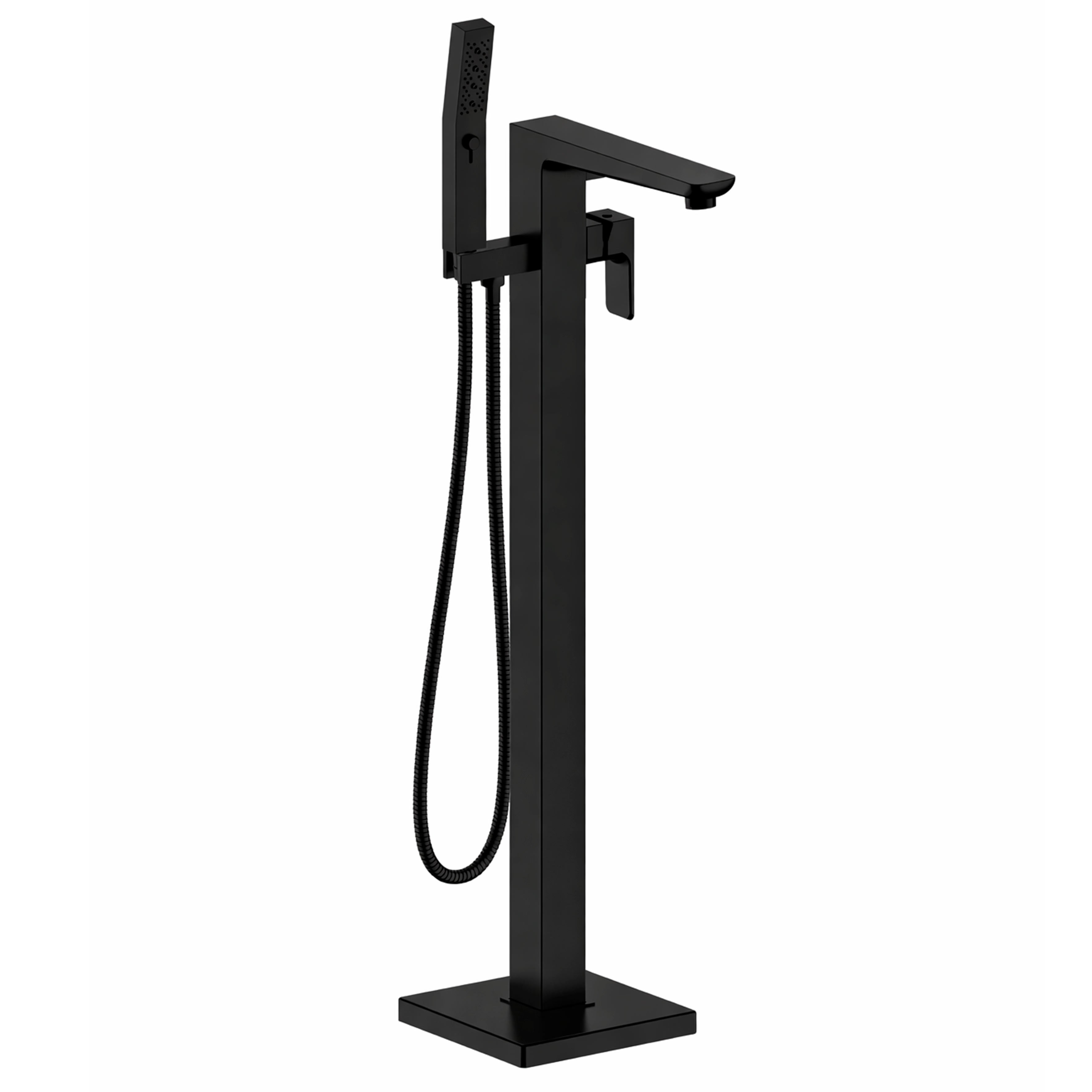 Baridi Freestanding Bath Mixer Tap with Shower, Matt Black - DH401