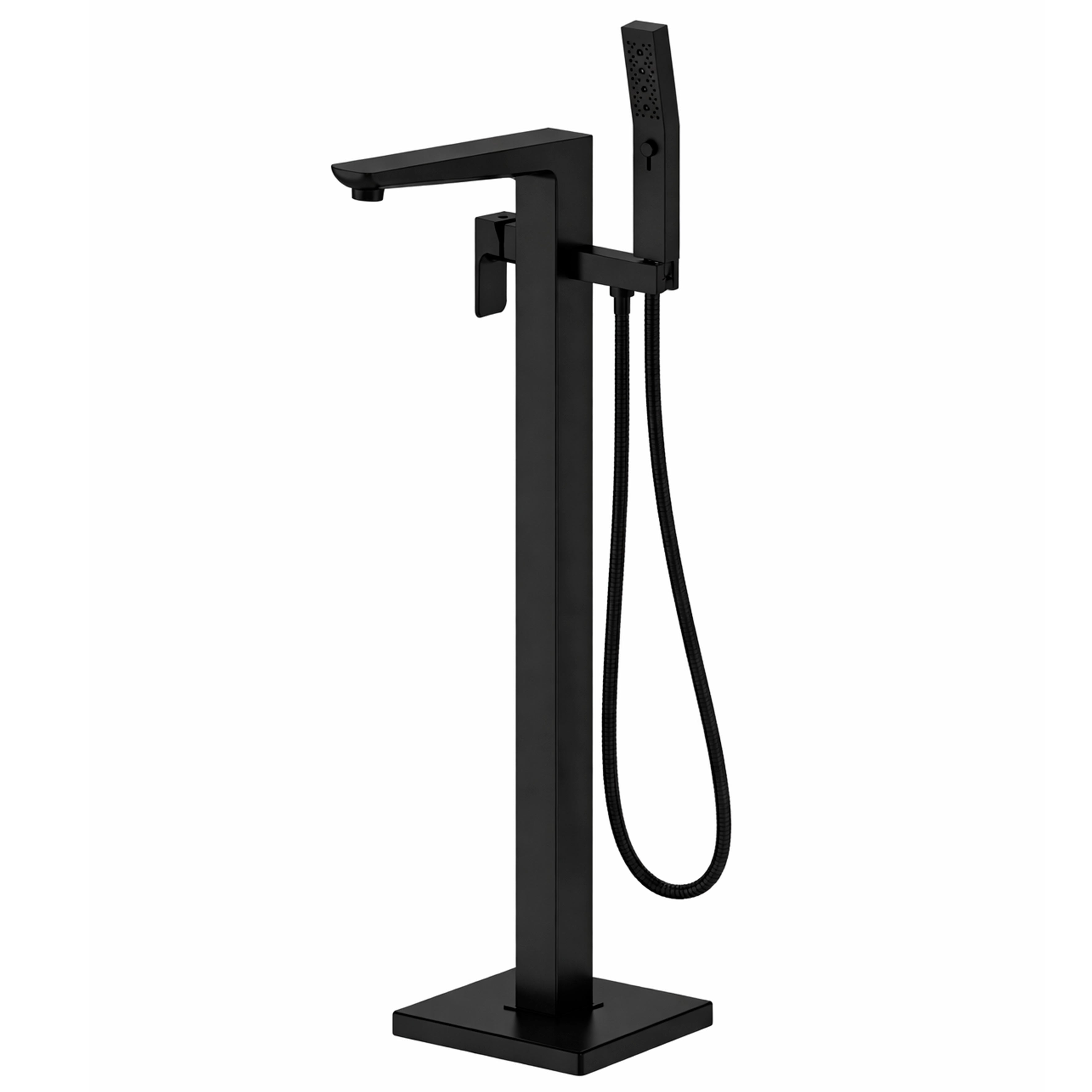 Baridi Freestanding Bath Mixer Tap with Shower, Matt Black - DH401