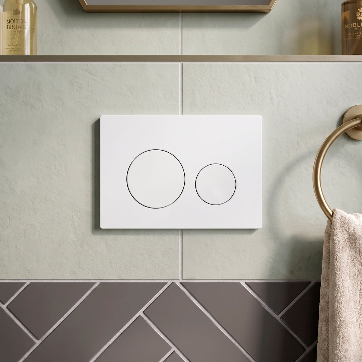 Baridi Matt White Toilet Flush Plate with Dual Flush - DH407