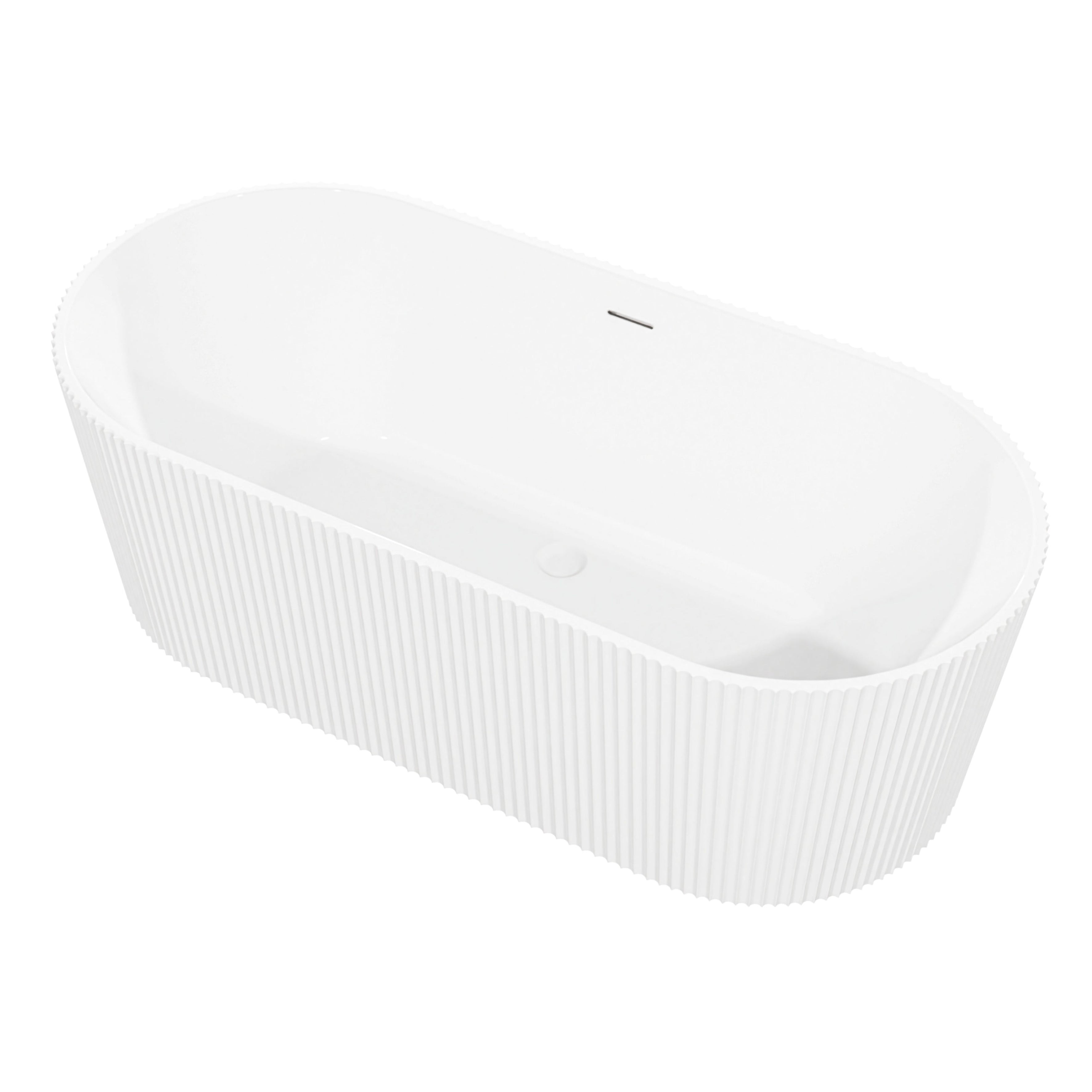 Baridi Double-Ended Fluted Design Bath with Slim Rim 150cm, Gloss White - DH419