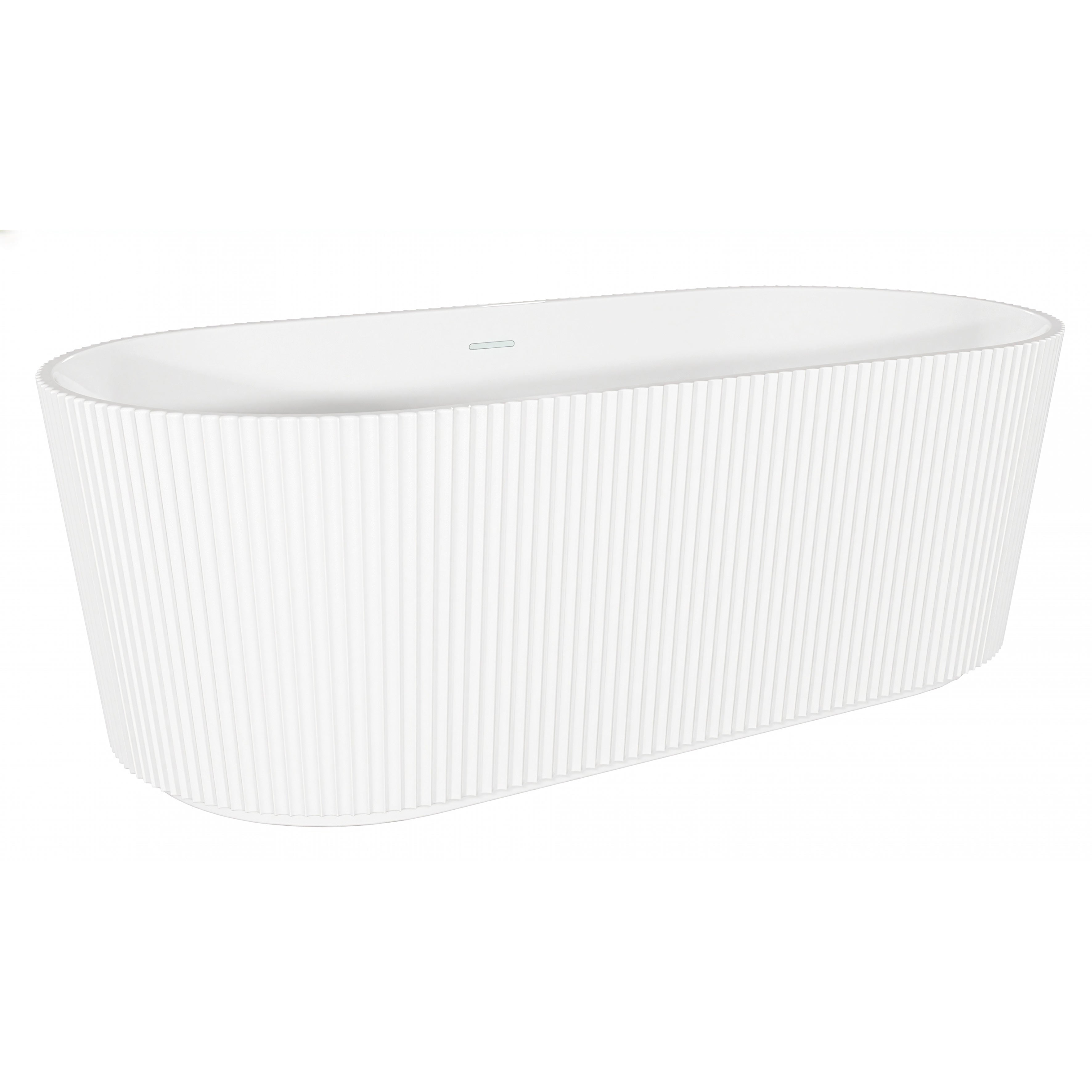 Baridi Double-Ended Fluted Design Bath with Slim Rim 168cm, Gloss White - DH420