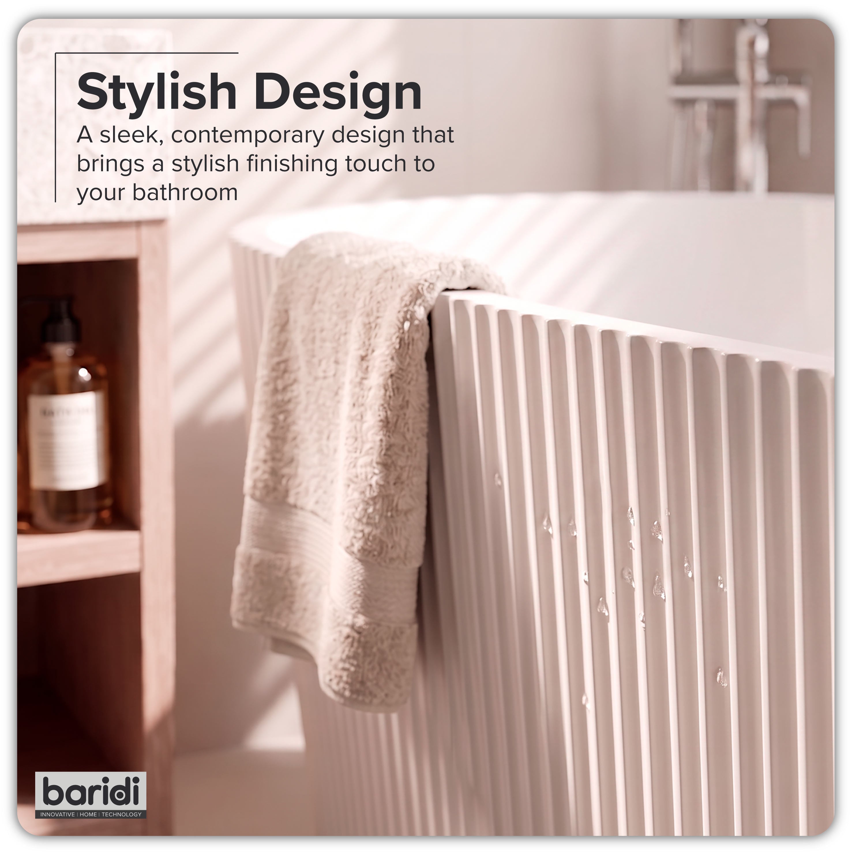 Baridi Double-Ended Fluted Design Bath with Slim Rim 150cm, Gloss White - DH419