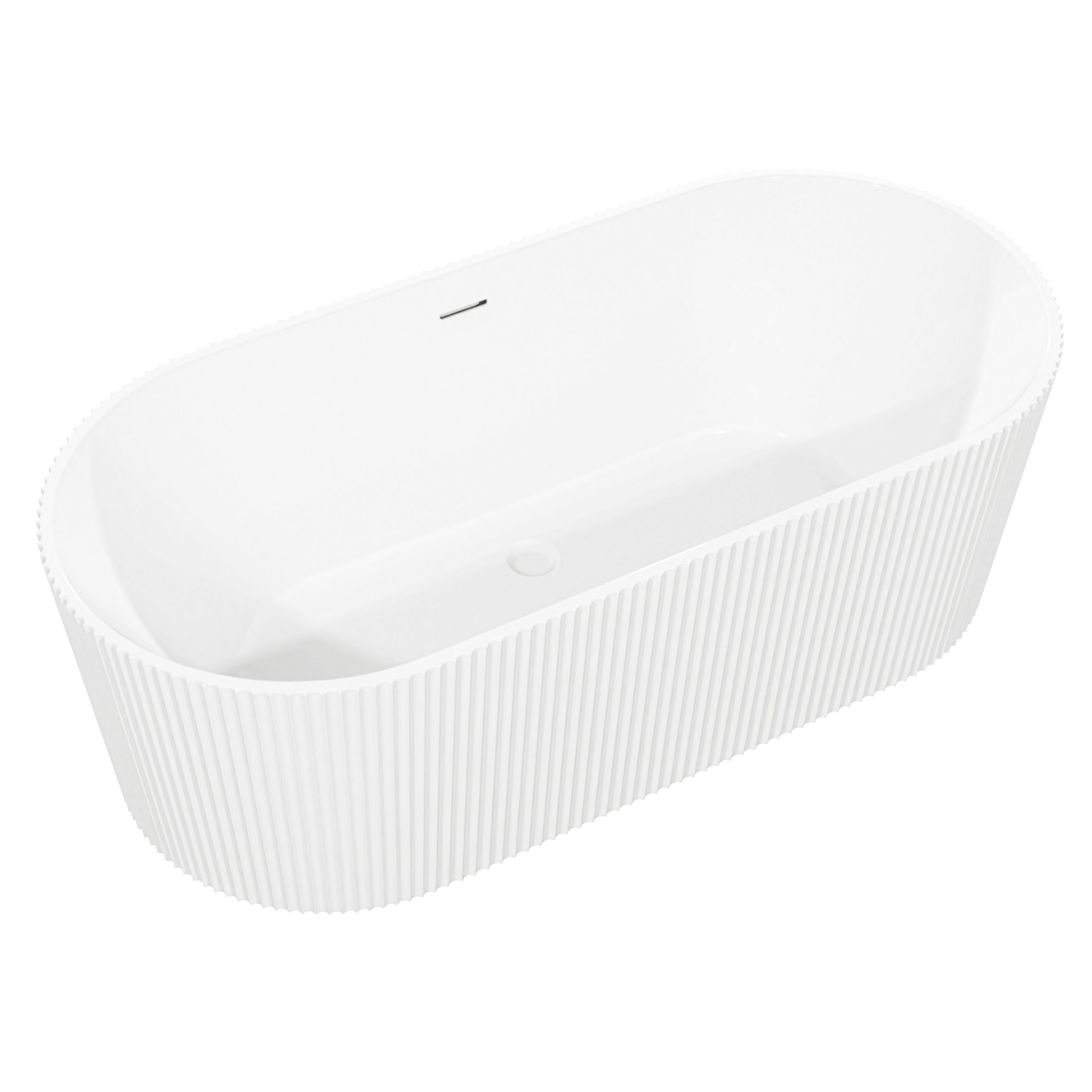 Baridi Double-Ended Fluted Design Bath with Slim Rim 168cm, Gloss White - DH420