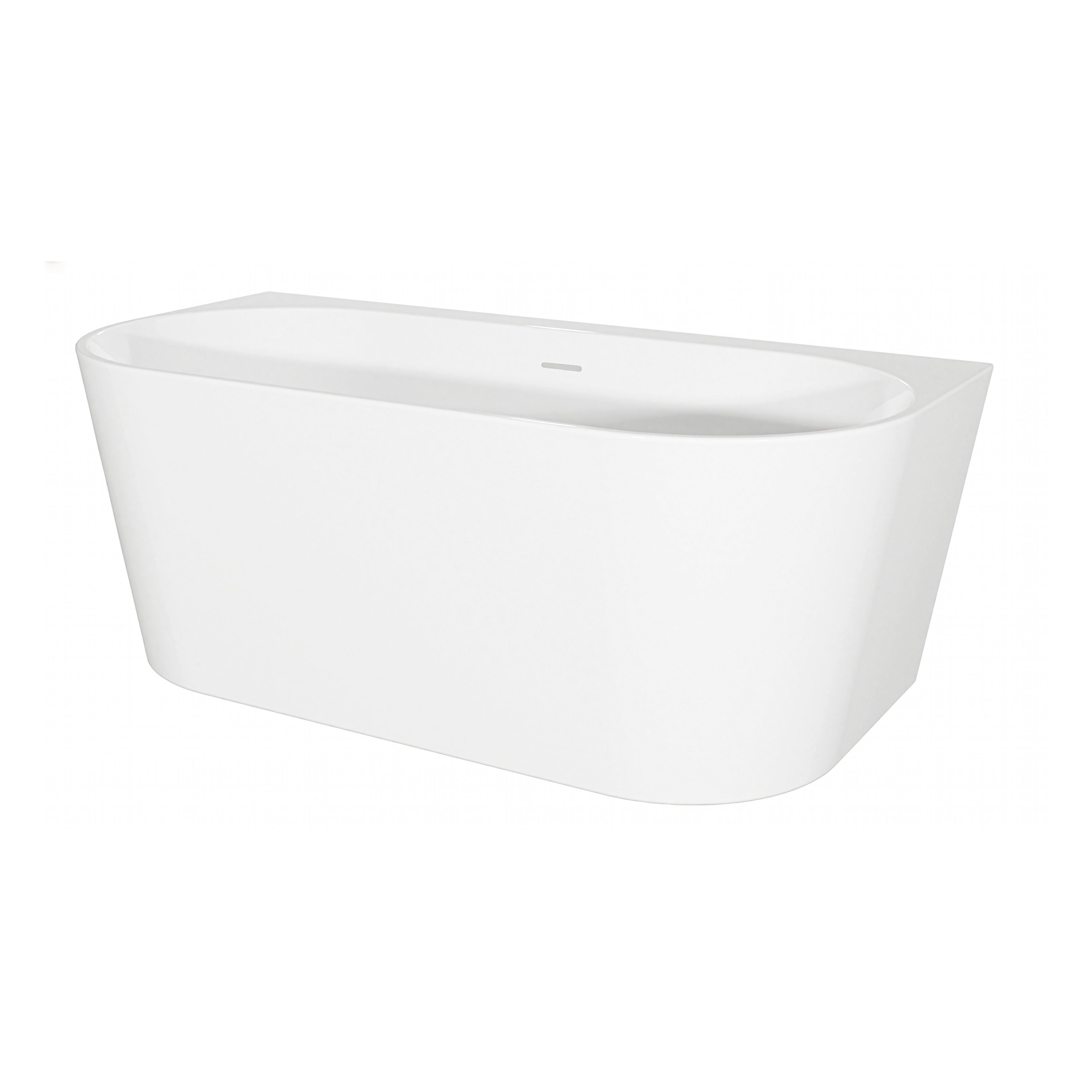 Baridi Back-to-Wall Slim Rim Bath with Overflow System 150cm, Gloss White - DH421