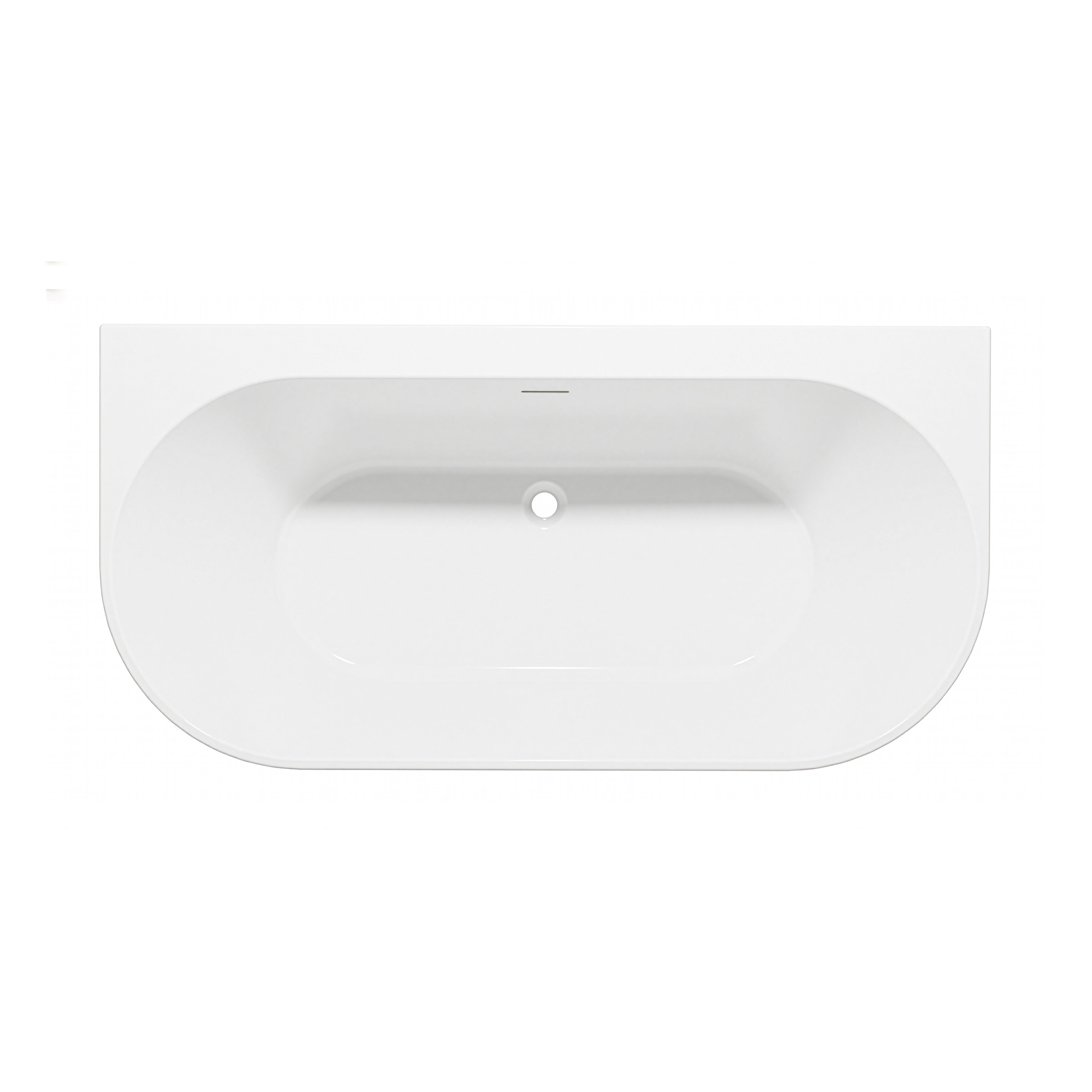 Baridi Back-to-Wall Slim Rim Bath with Overflow System 150cm, Gloss White - DH421