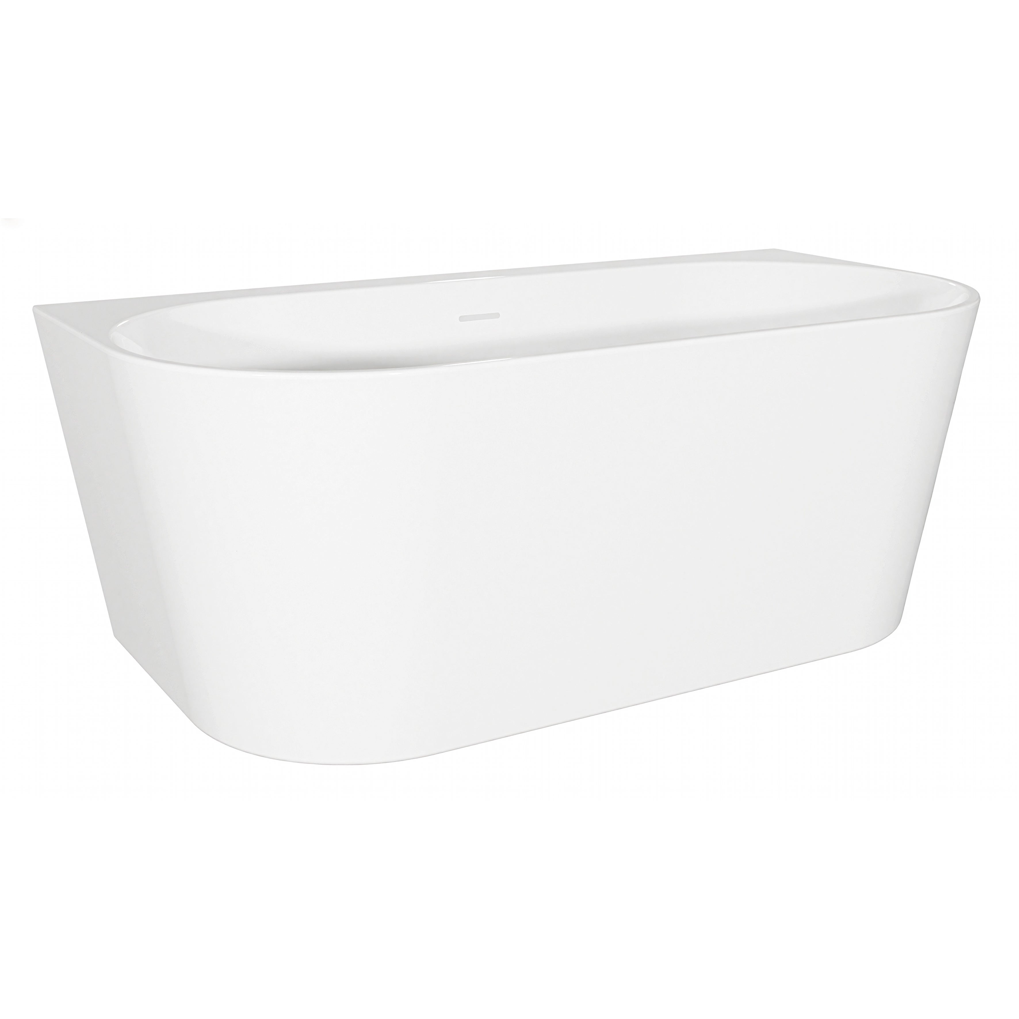 Baridi Back-to-Wall Slim Rim Bath with Overflow System 170cm, Gloss White - DH422