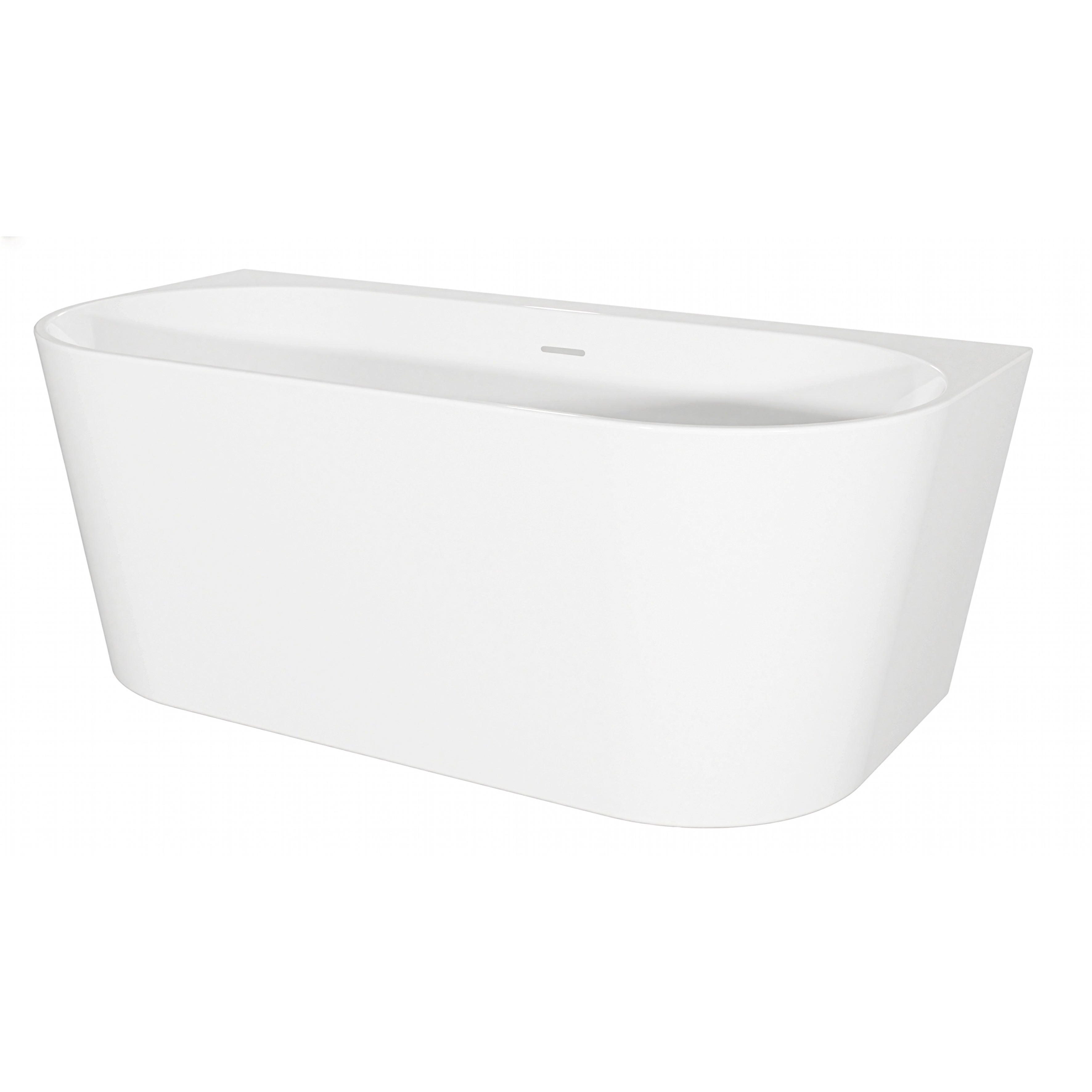 Baridi Back-to-Wall Slim Rim Bath with Overflow System 170cm, Gloss White - DH422